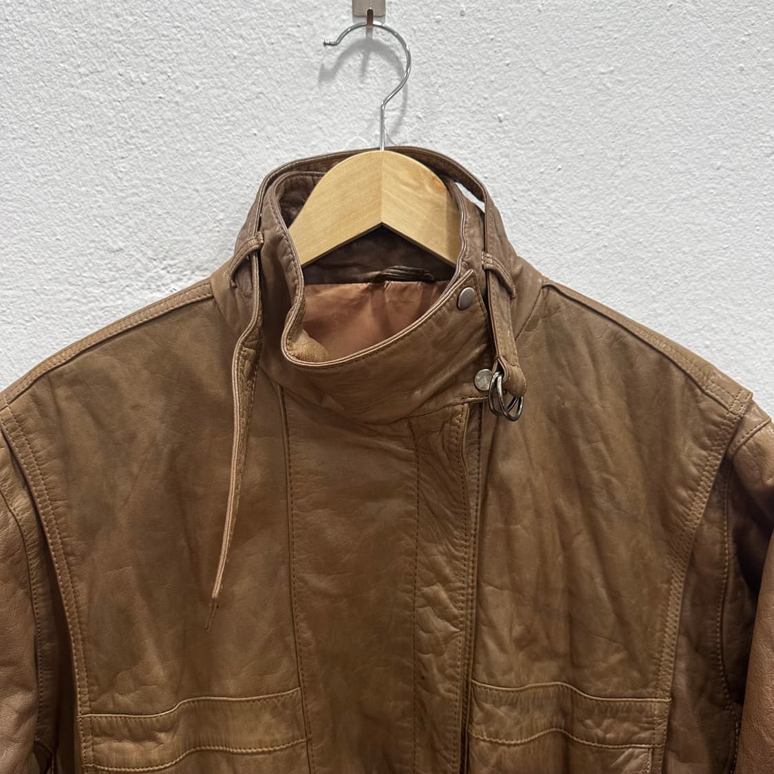 브라운 벨티드 램스킨 가죽 봄버 자켓M-L 상품이미지6