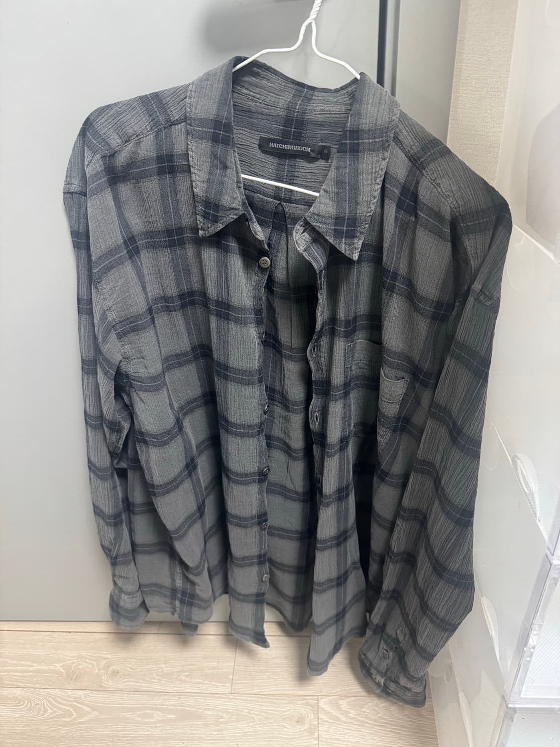 [2] 해칭룸 클래식 셔츠 오버다이드 체크 차콜 상품이미지4