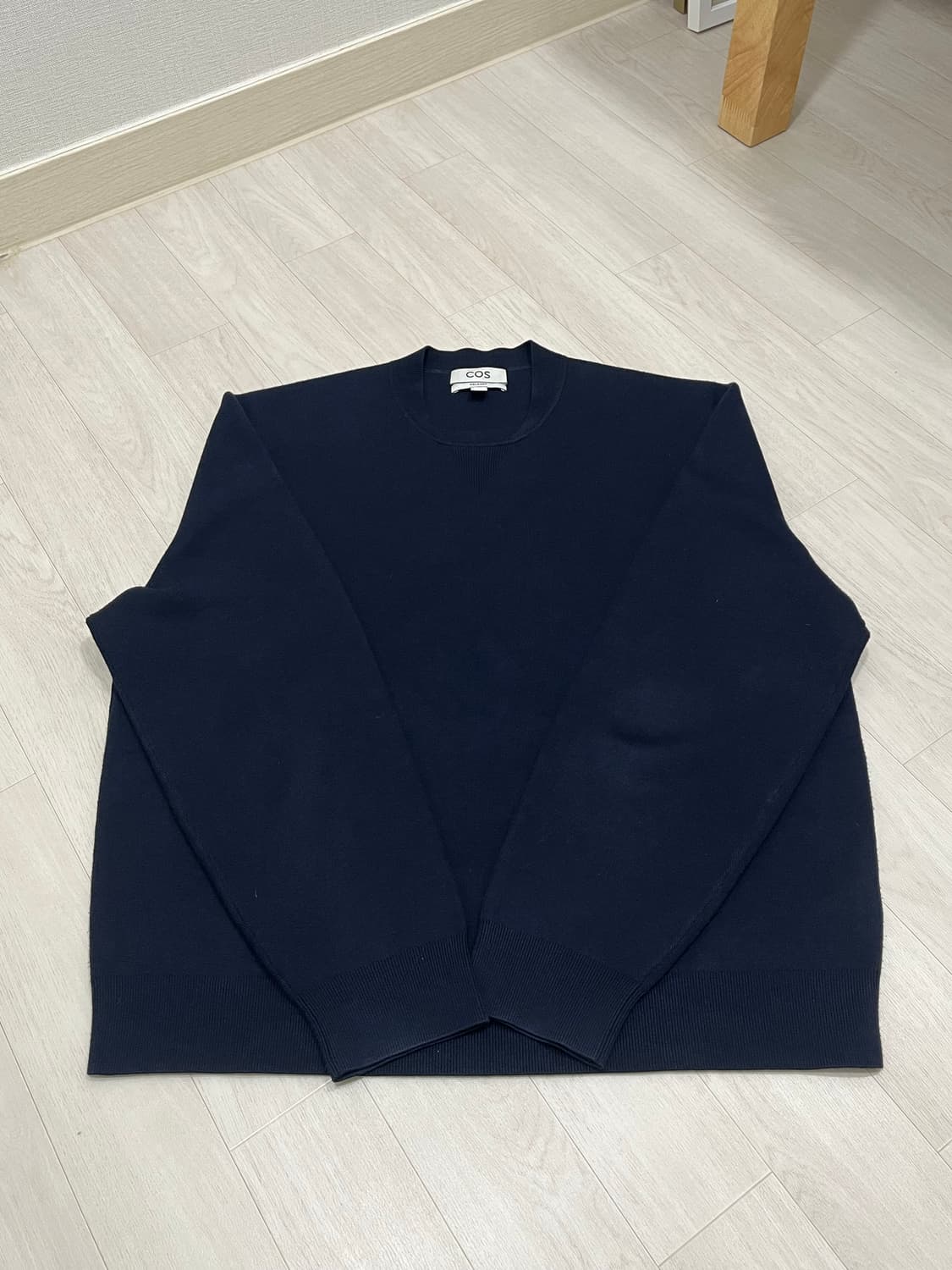 코스 더블페이스 보머 넥 니트 스웨터 네이비색상 L사이즈 상품이미지6