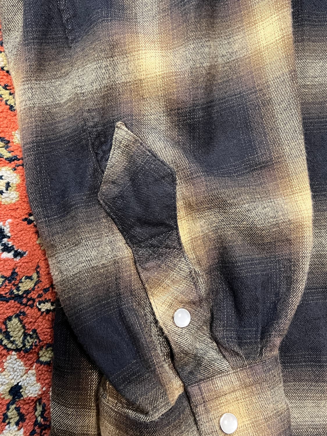 [3] 폴리테루 루즈드 체크 셔츠 웨스턴 옐로우 브라운 상품이미지5