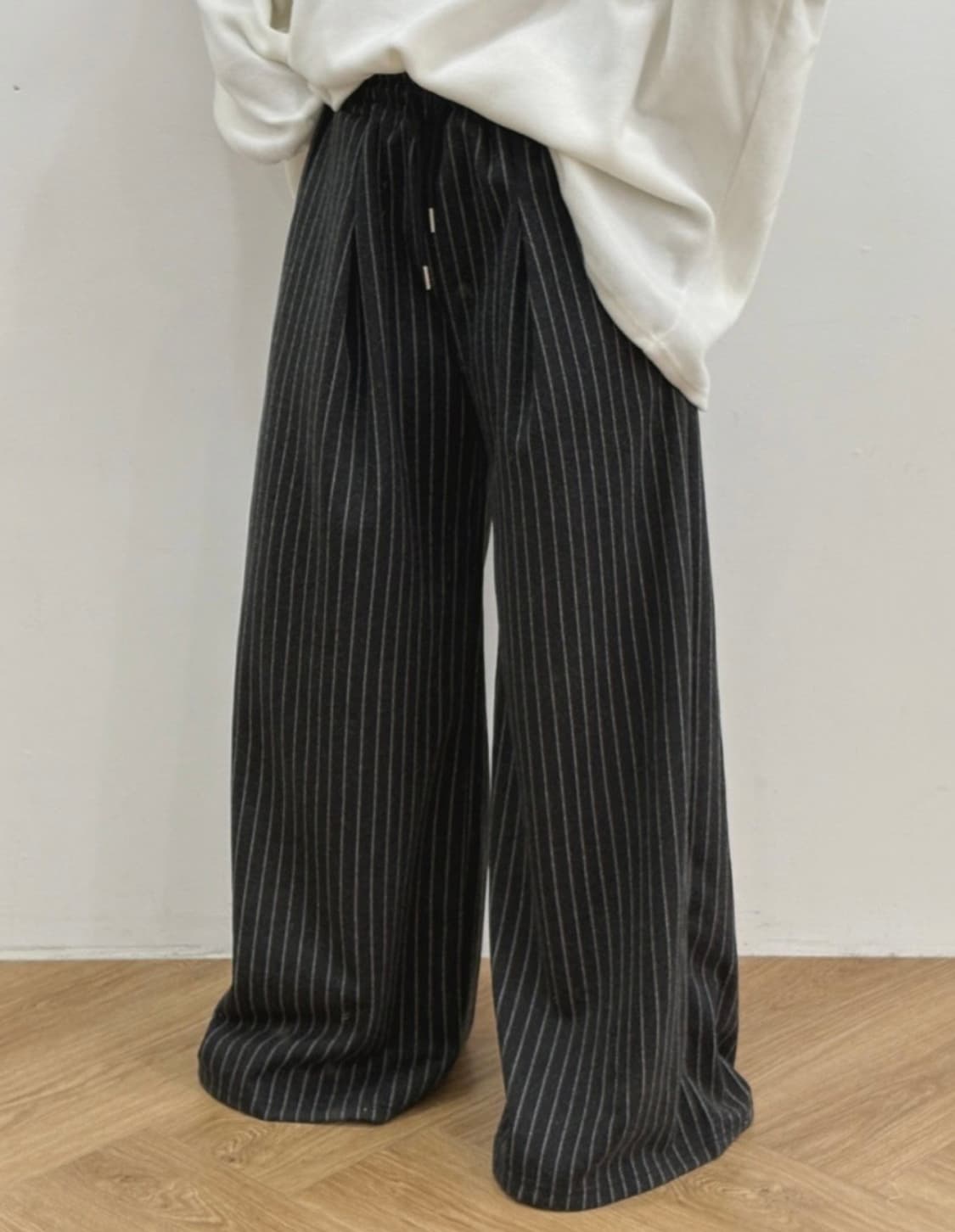 여성 밴딩 와이드 스트라이프 팬츠 상품이미지3