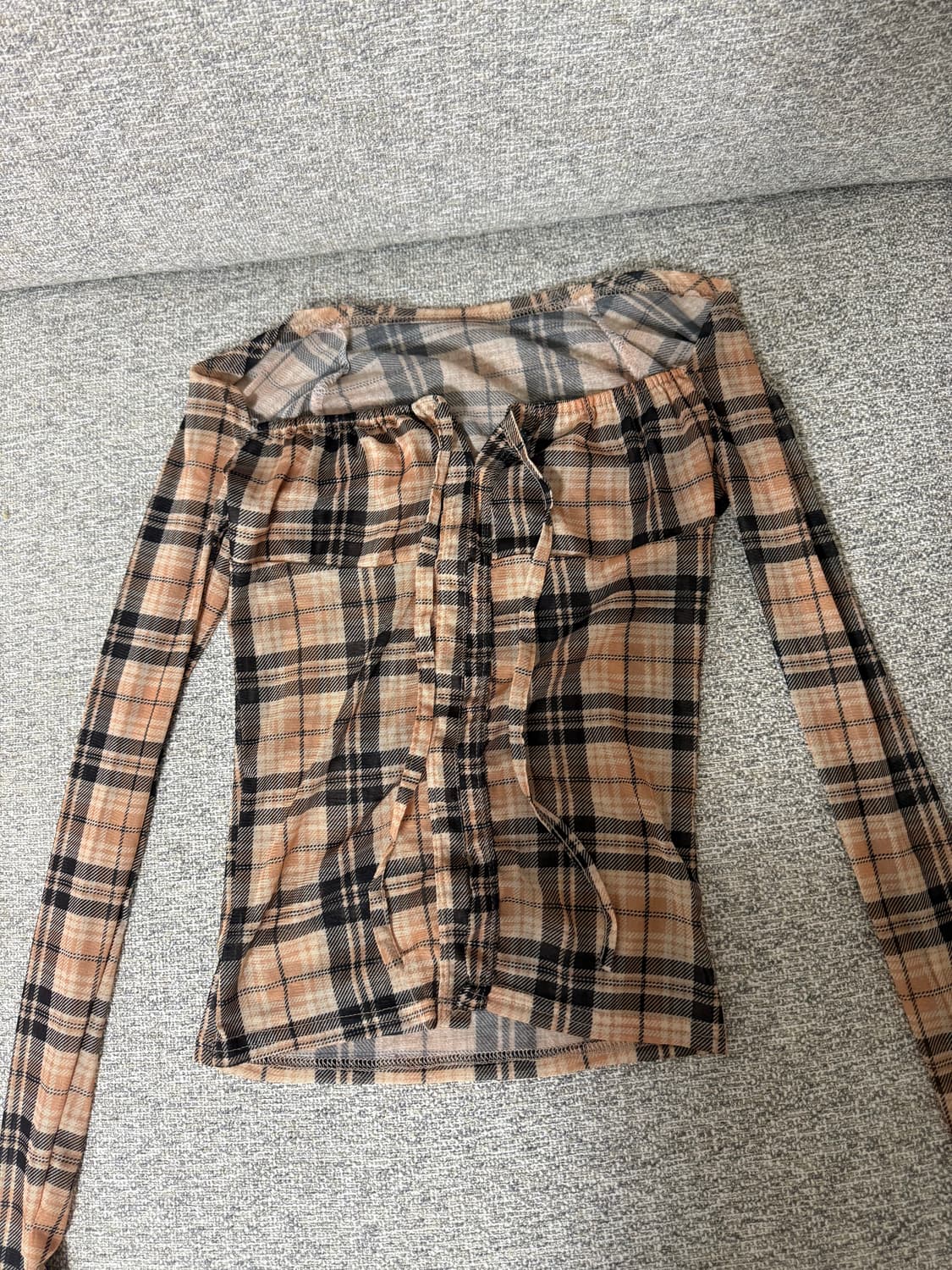 체크 시스루 블라우스 상품이미지1