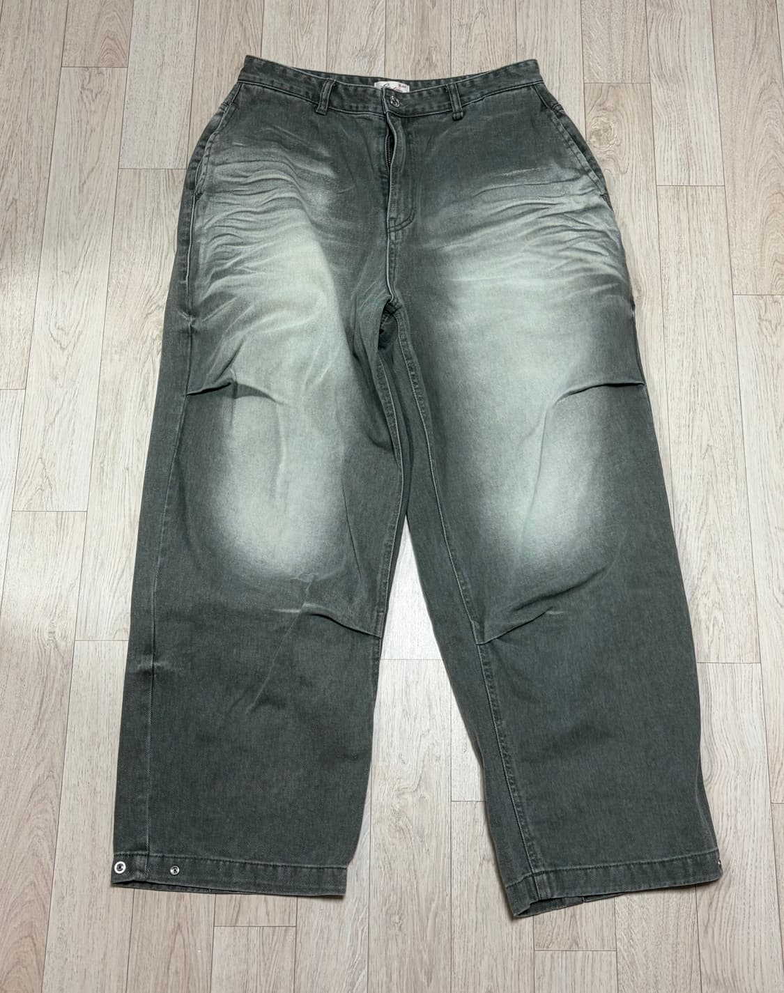 [L] 이티씨이 워시드 배기진 카키 상품이미지1