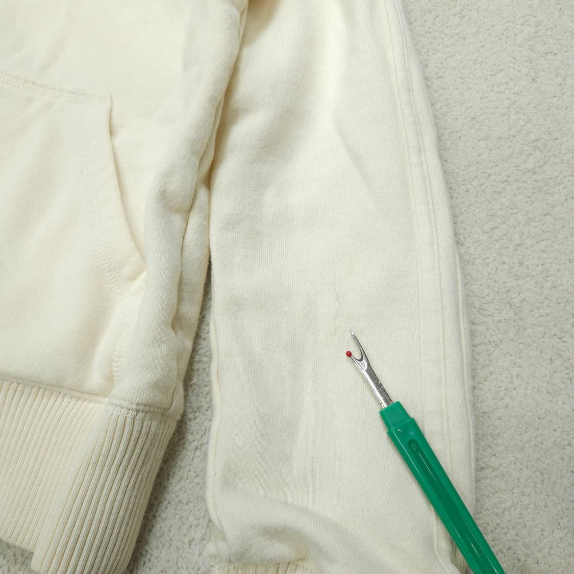 아디다스 삼선 퍼 후드 집업 아이보리 상품이미지7