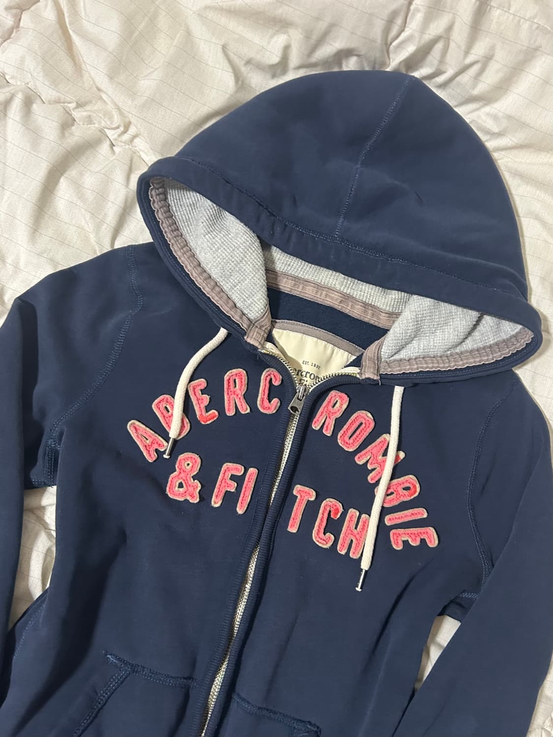 아베크롬비 아치 로고 네이비 후드집업 상품이미지4