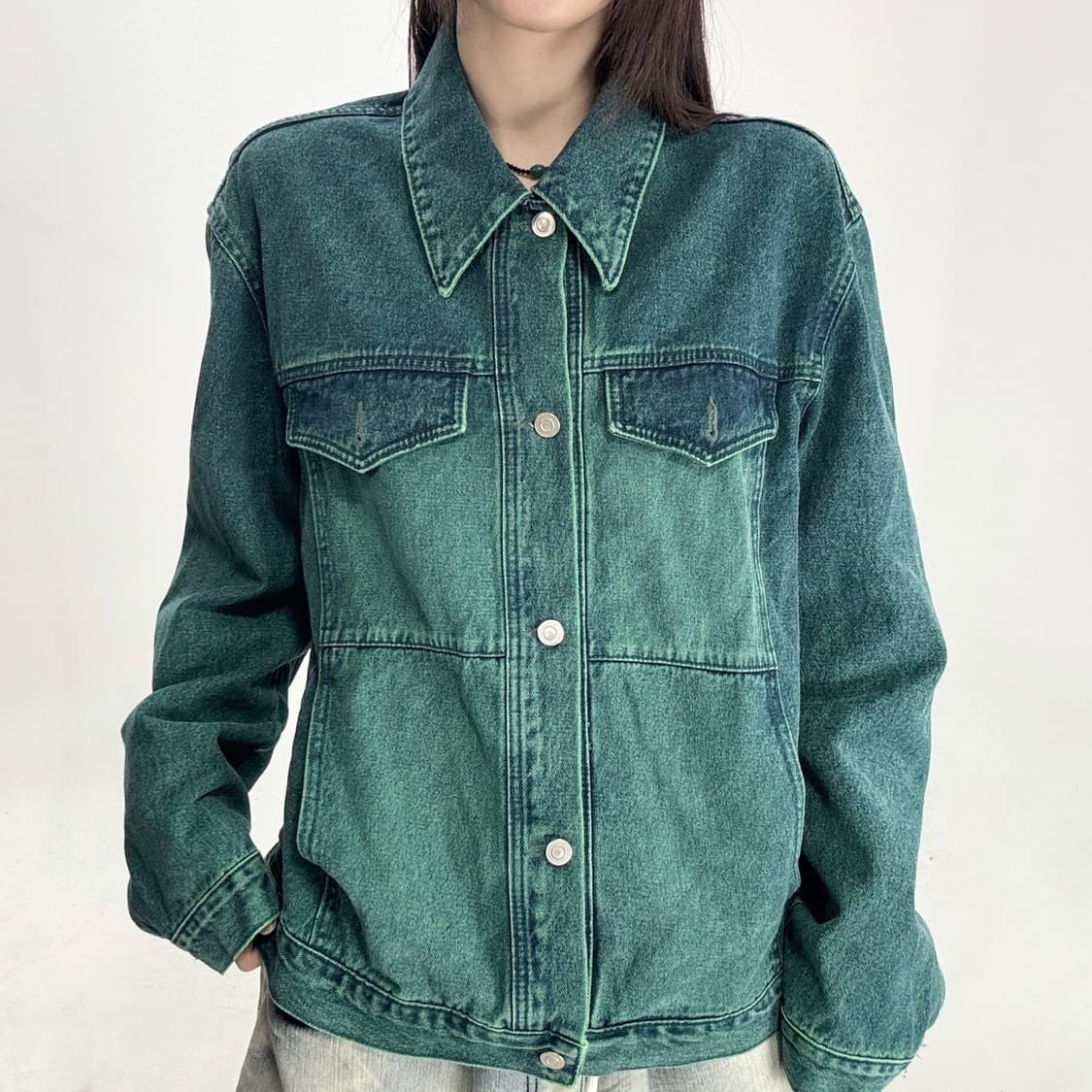 Vtg 그린 데님자켓 상품이미지2