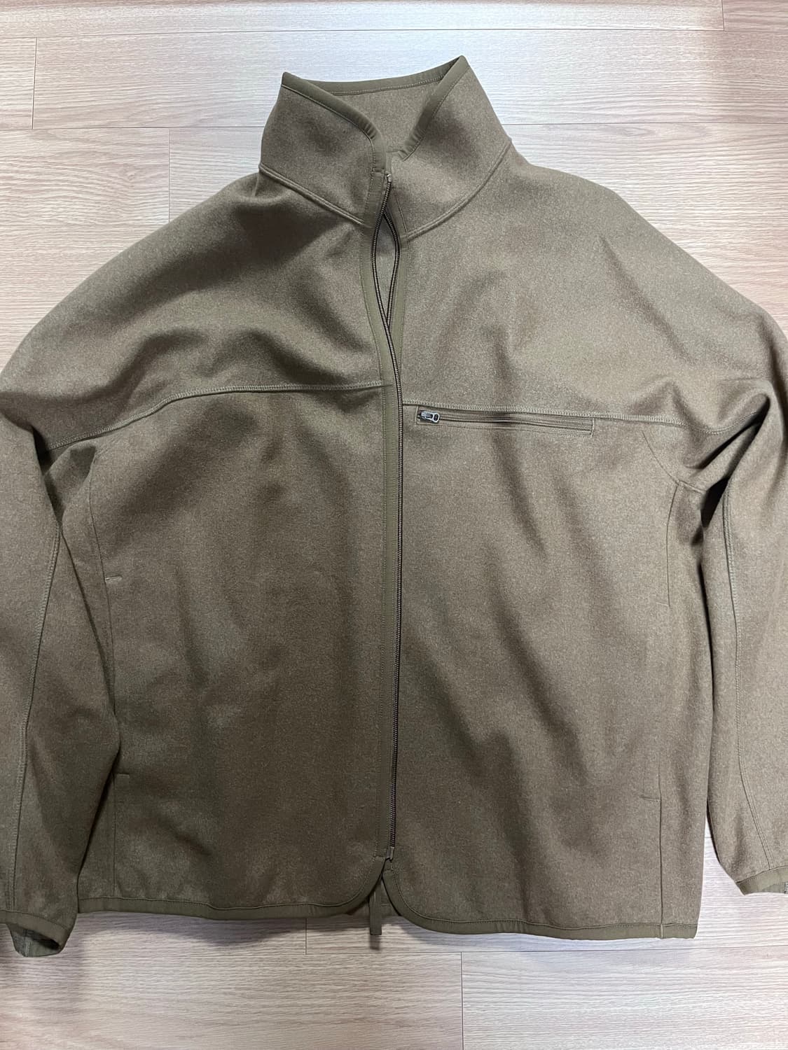 유니클로 U 브러시드 저지 집업 블루종 브라운 XL 상품이미지1