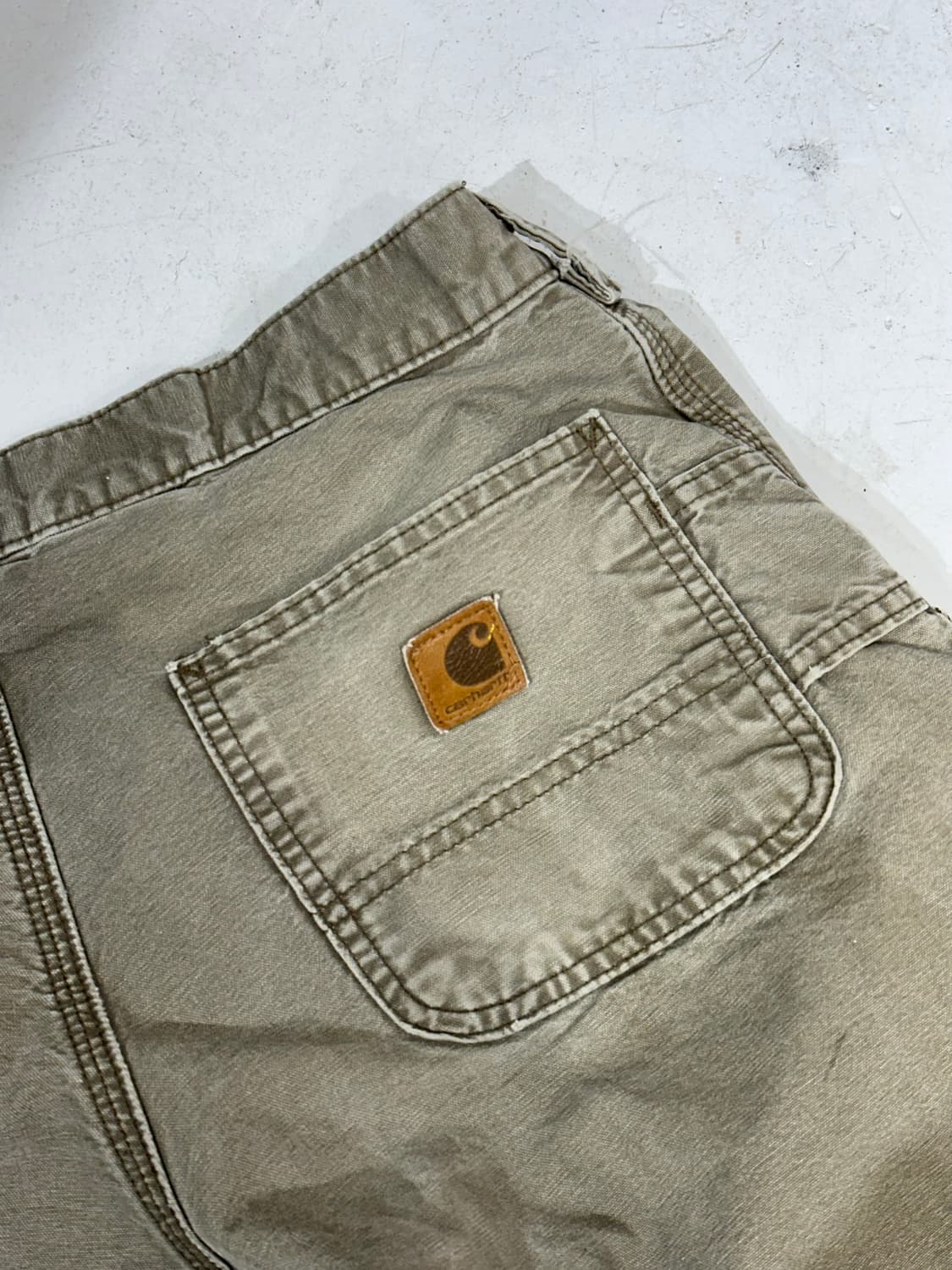 칼하트 b151 카키 와이드 카펜터 가죽탭 워크 팬츠 데님 바지 상품이미지6