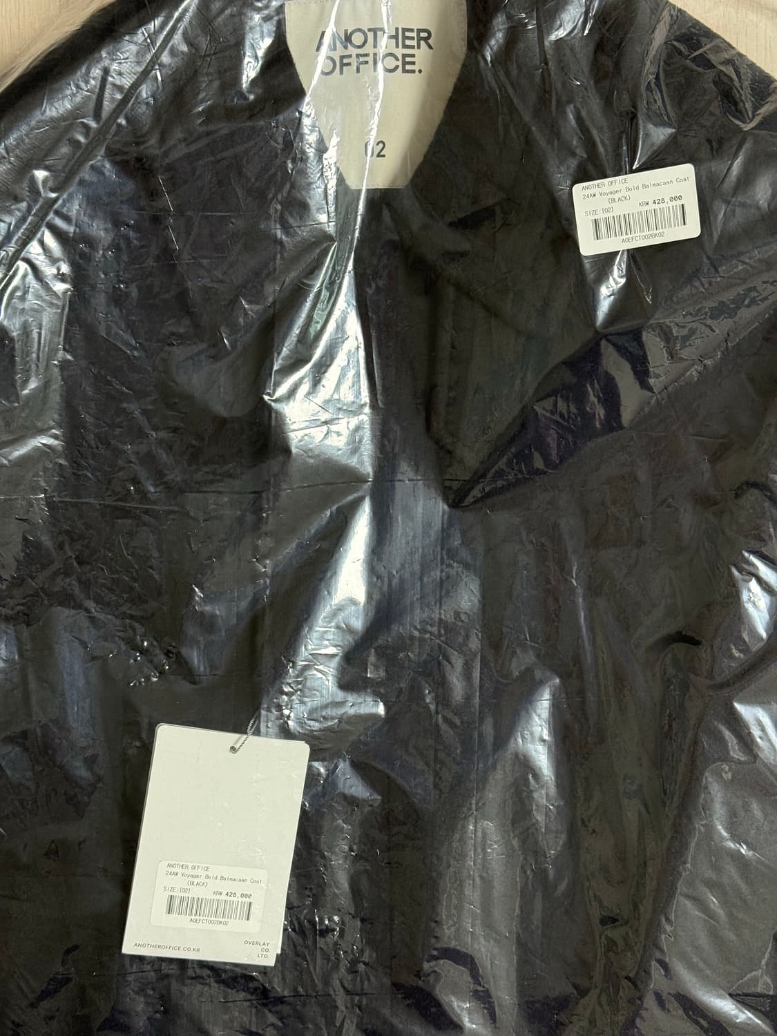 어나더오피스 24aw 보이저 볼드 발마칸 코트 블랙 새상품 상품이미지2