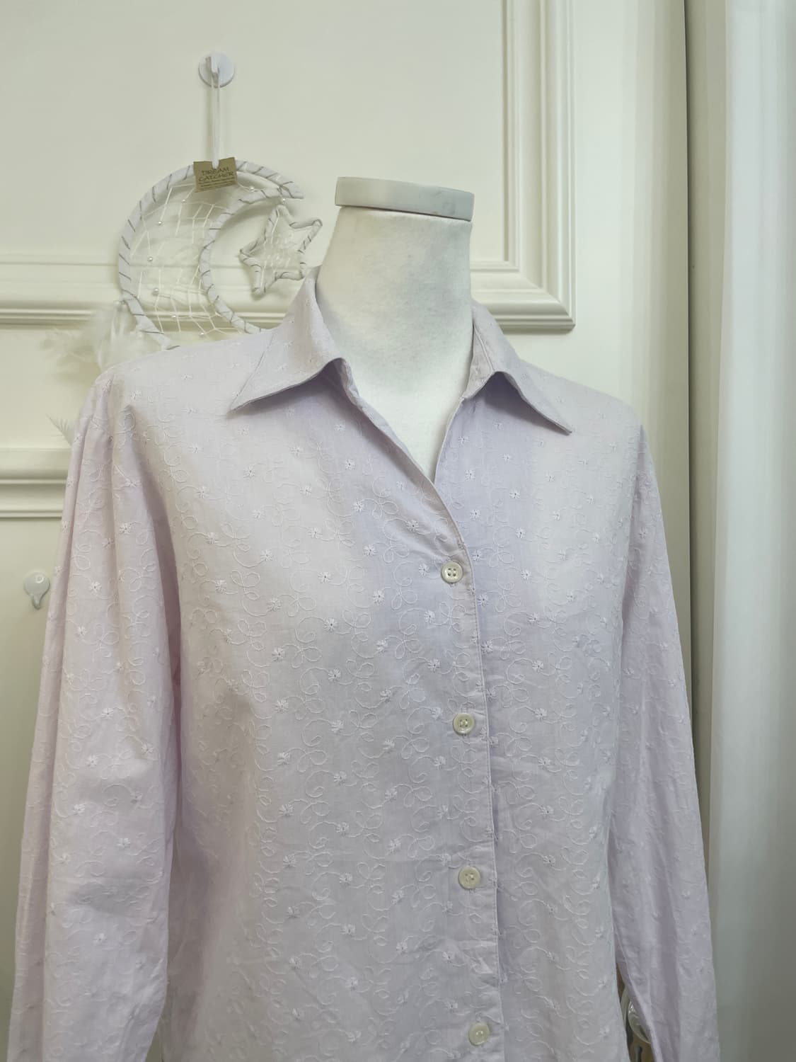 lavender lace embroidery cotton shirt 상품이미지5