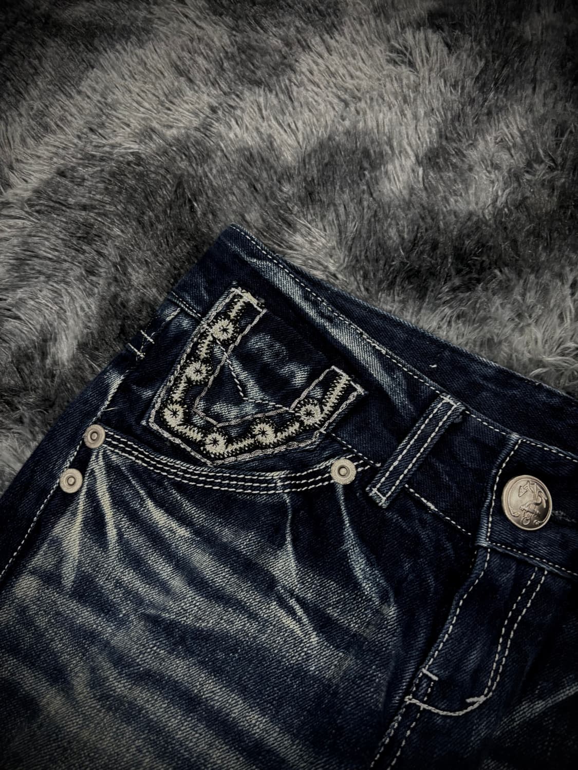 물결 워싱 뒷판 실버 글리터 부츠컷 팬츠 상품이미지5