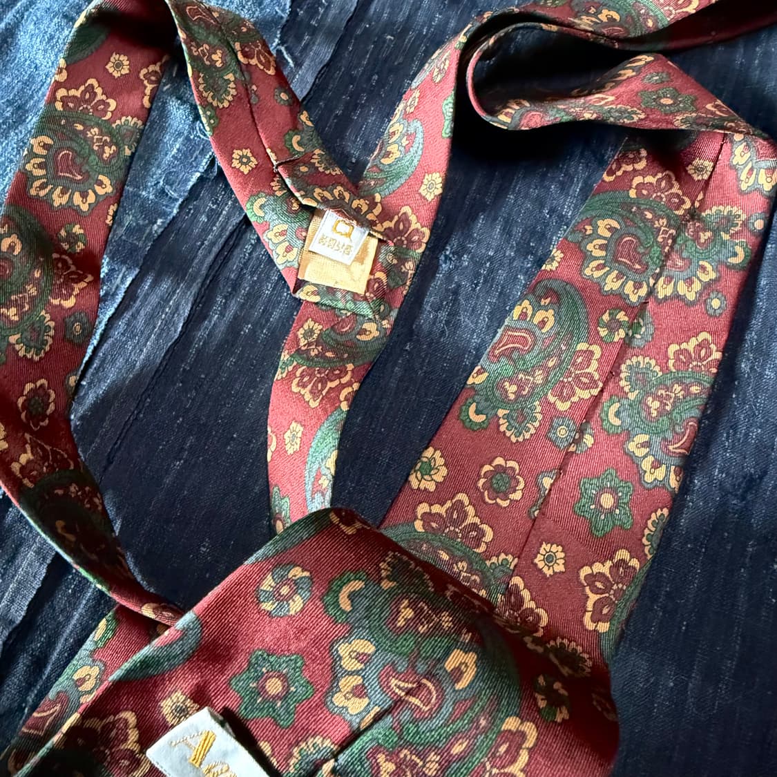 90‘s Aquascutum 페이즐리 패턴 실크타이 상품이미지4