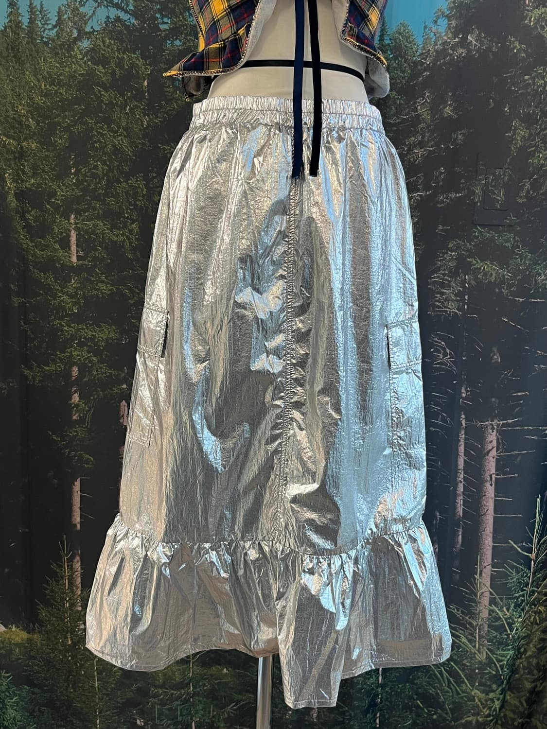 metallic silver skirt 상품이미지5