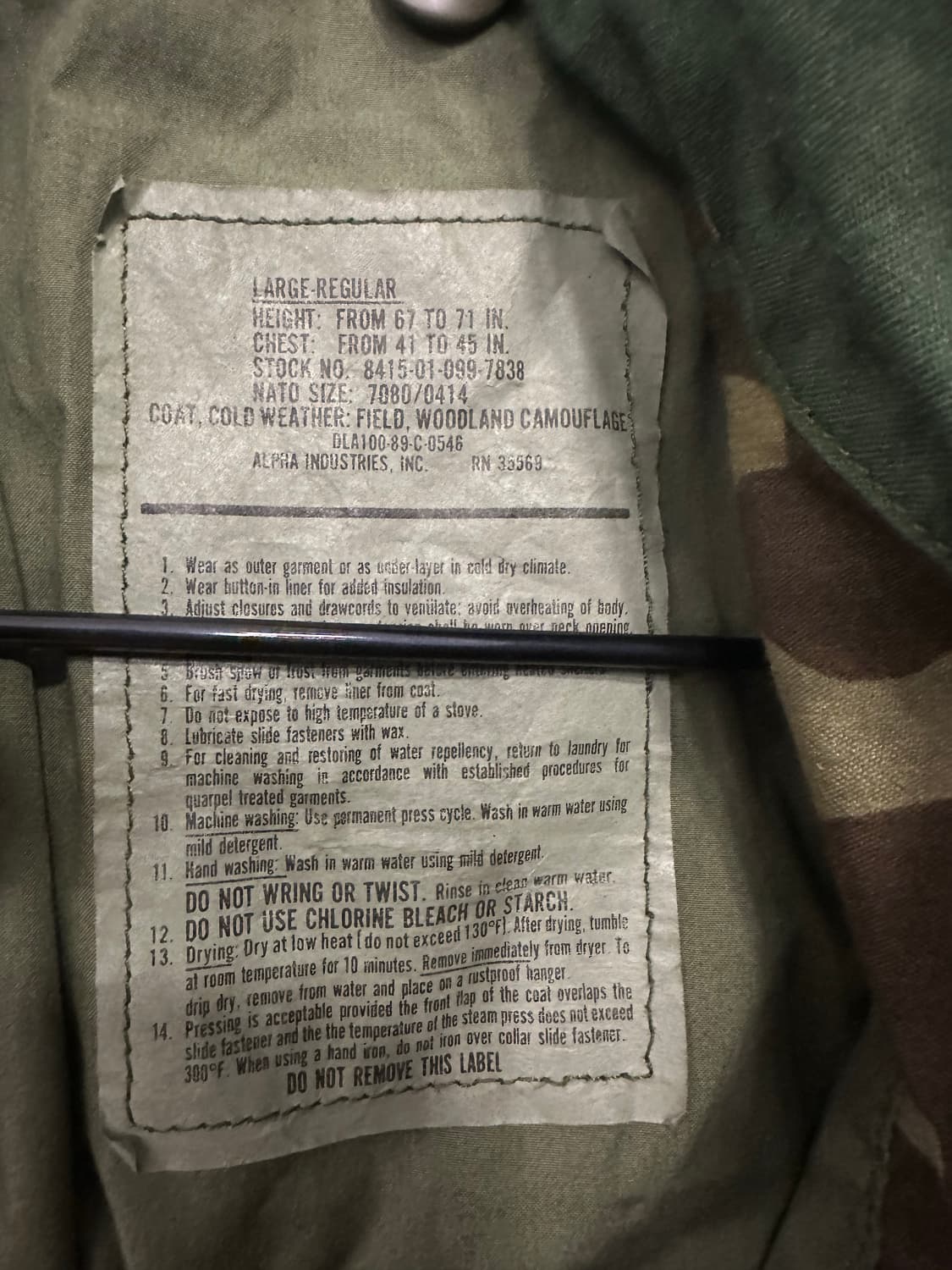 L-R)알파인더스트리 우드랜드  M-65 OG 상품이미지3