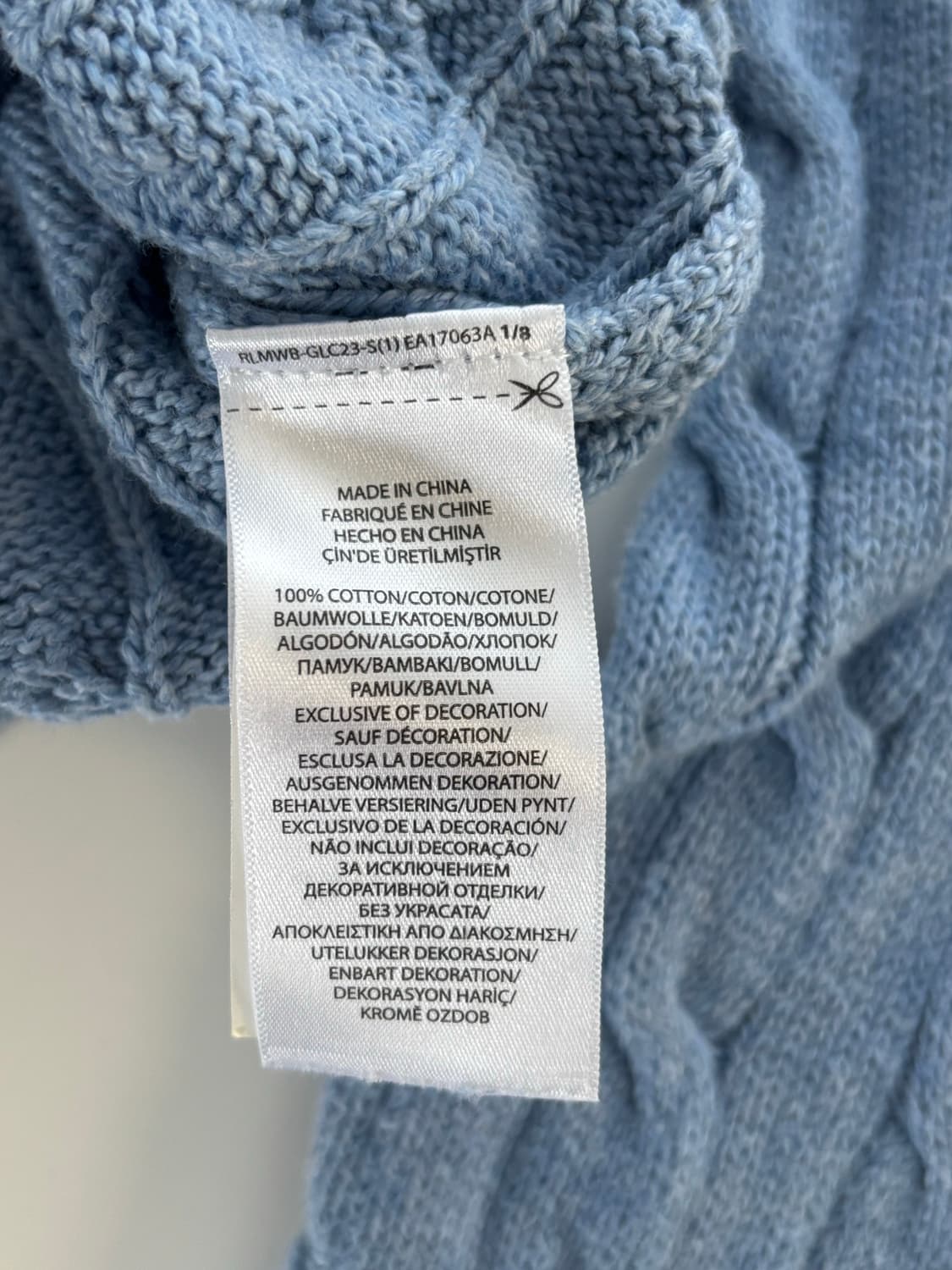 Polo 폴로 랄프로렌 신형 스카이블루 컬러 코튼 케이블 니트 상품이미지5