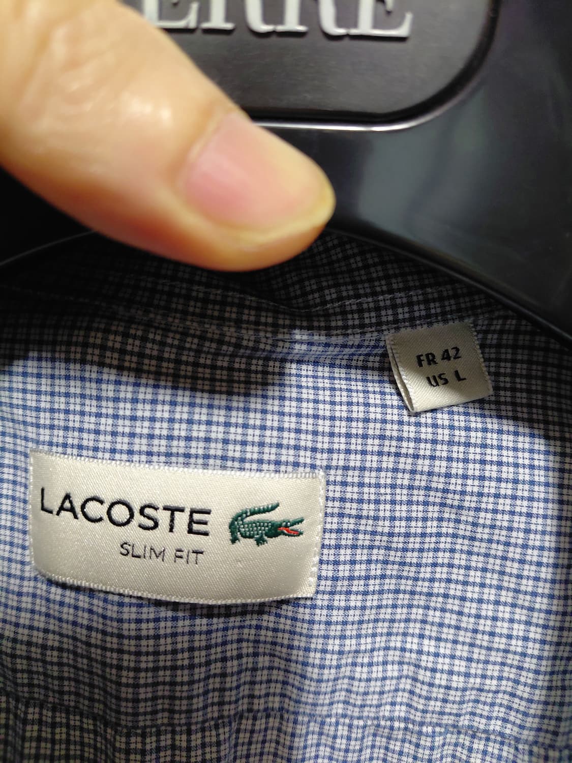 [라코스테]슬림핏 포플린 라이트블루 체크셔츠 42(105)사이즈 상품이미지4