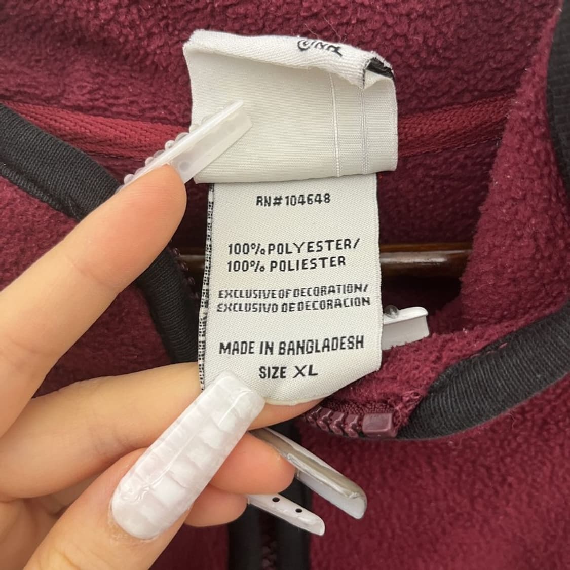 NHL 빈티지 빅사이즈 버건디와인 반집업 후리스 맨투맨 XL C10638 상품이미지6