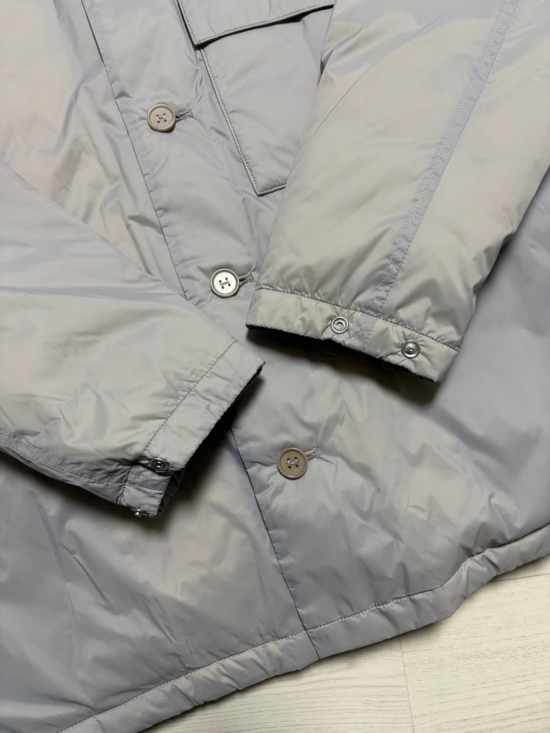 뉴발란스x호텔990 구스다운 패딩 셔츠 자켓 라이트 브라운 L 판매 상품이미지3