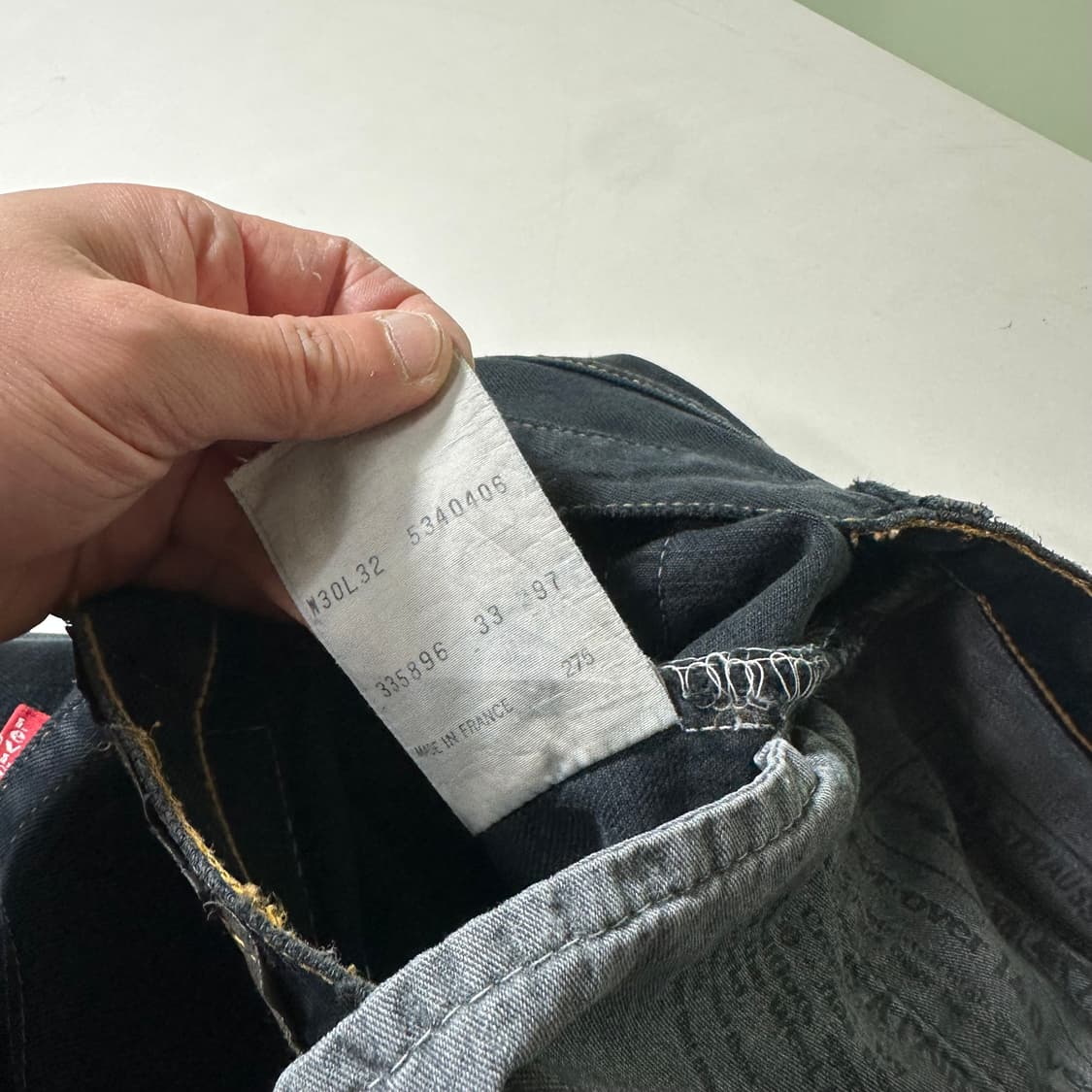S-M 리바이스534 메이드인FRANCE 레귤러핏 블랙워시드 데님팬츠 상품이미지5
