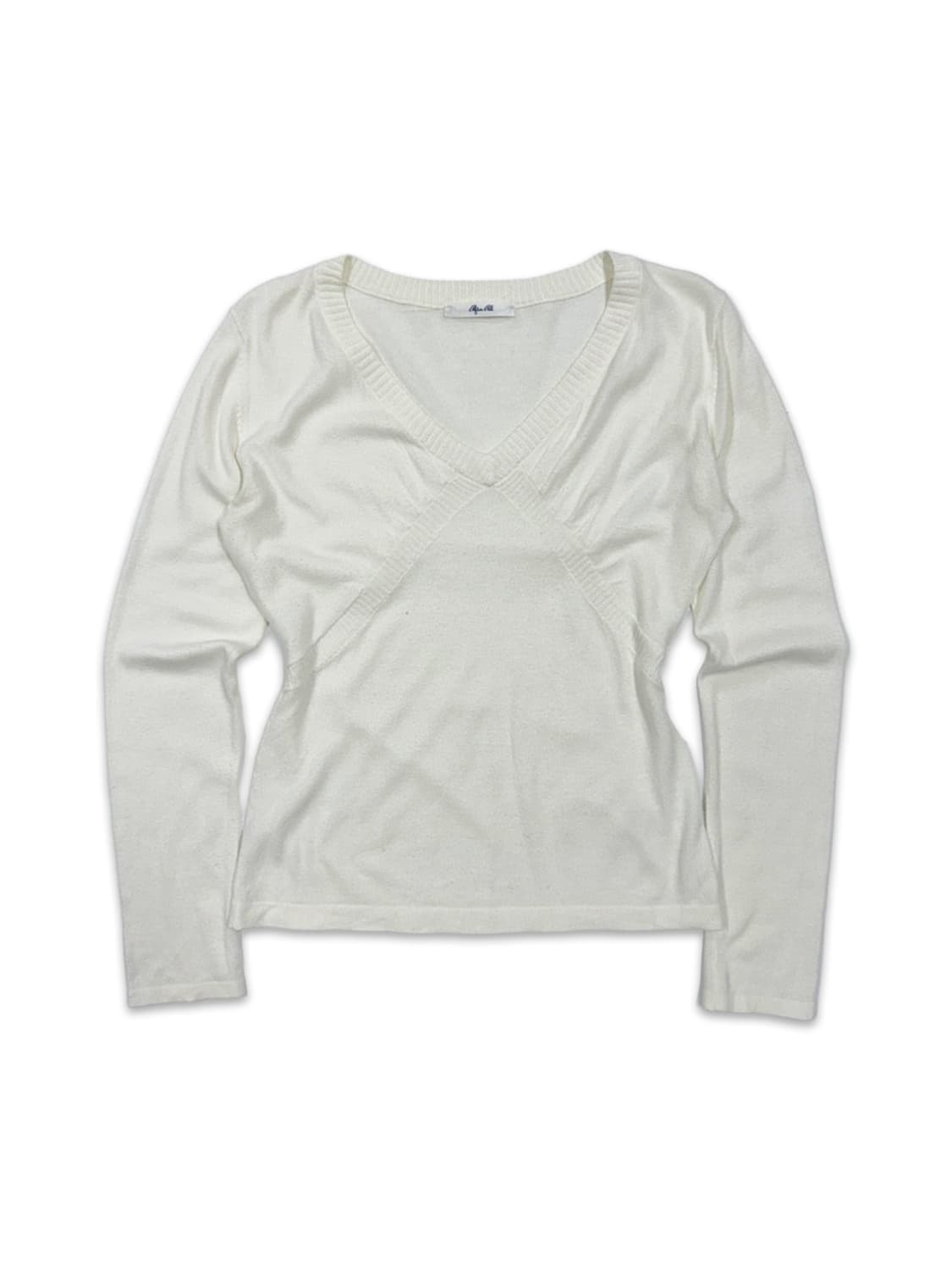 빈티지 아이보리 라인 V넥 니트 상품이미지1