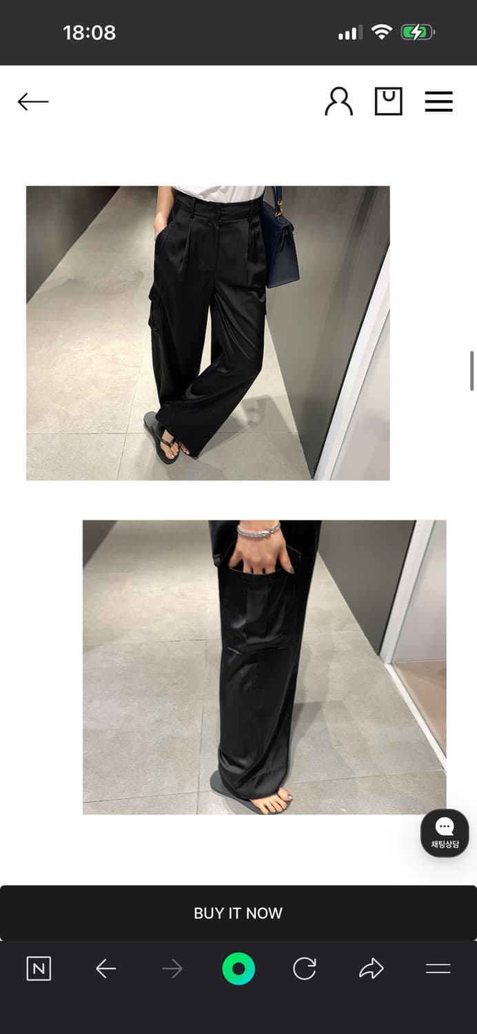 ✨니쁜스 프리미엄 블랙 카고 새틴 슬랙스 ✨ 상품이미지5