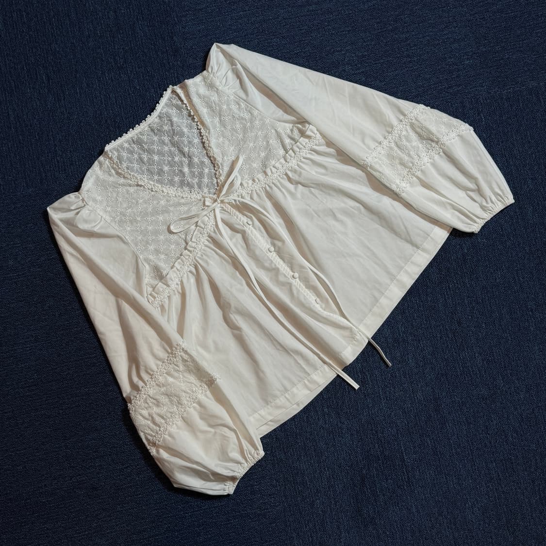 빈티지 모리걸 리본 블라우스 상품이미지1