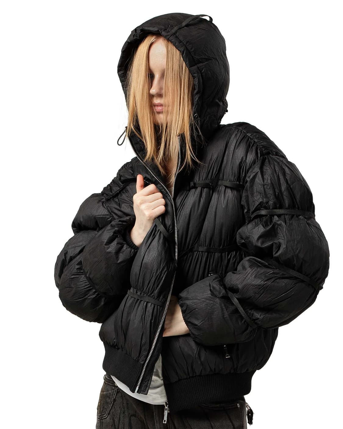 Racerworldwide black puffer jacket 상품이미지3