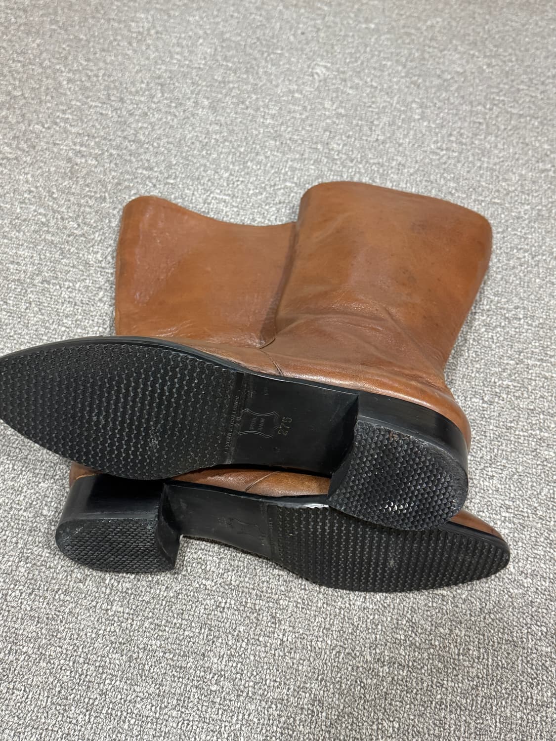 빈티지 비건 레더 브라운 웨스턴 롱 부츠 275 수제화 상품이미지5