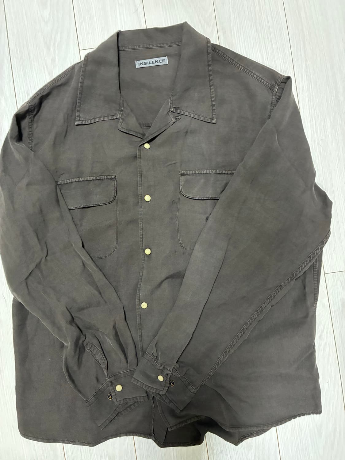 인사일런스 텐셀 개버딘 오픈칼라 셔츠 DARK BROWN S사이즈 다크브 상품이미지4