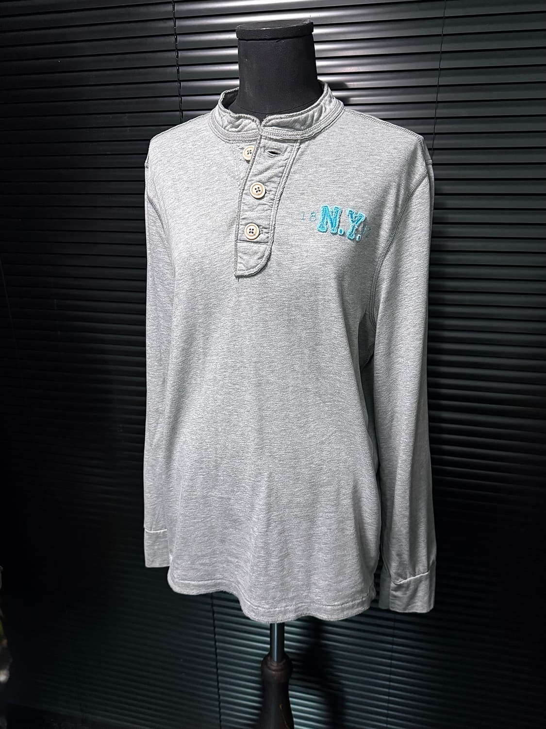 아베크롬비 긴팔 티셔츠 롱슬리브리스 회색 그레이 민트 하늘색 L 100 상품이미지1