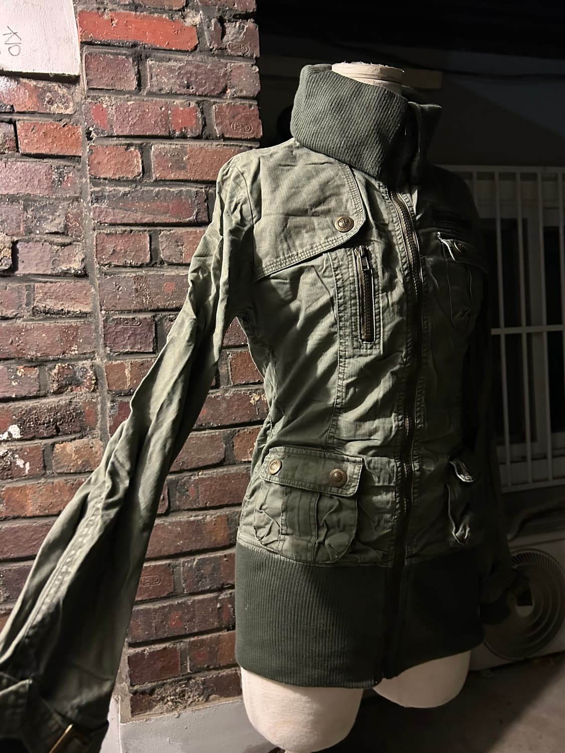 *rare design* 2000s 카키 야상 하이넥 자켓 상품이미지1