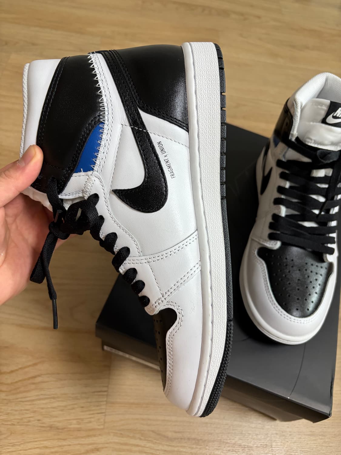 조던 1 x 프라그먼트 x 유니온 LA 하이 OG SP 화이트 블랙 상품이미지5
