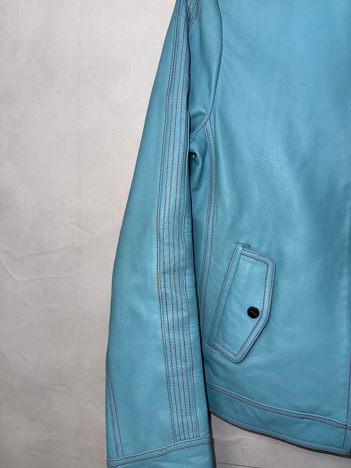 Sky blue lamb skin stitch jacket  상품이미지4
