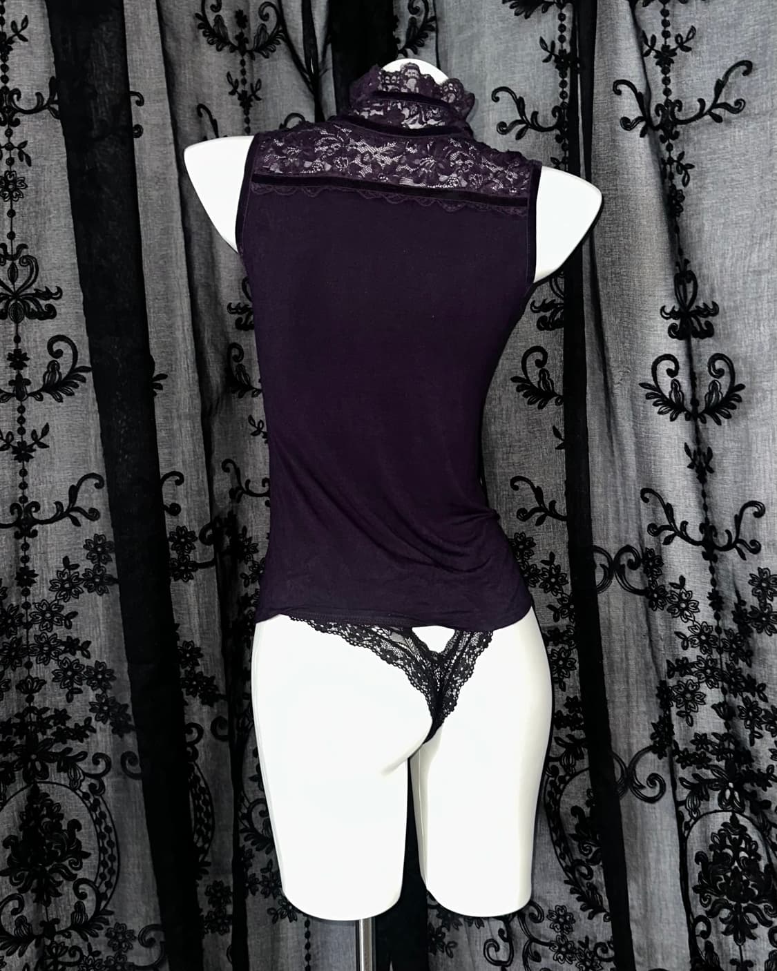 dark purple high neck top 상품이미지3