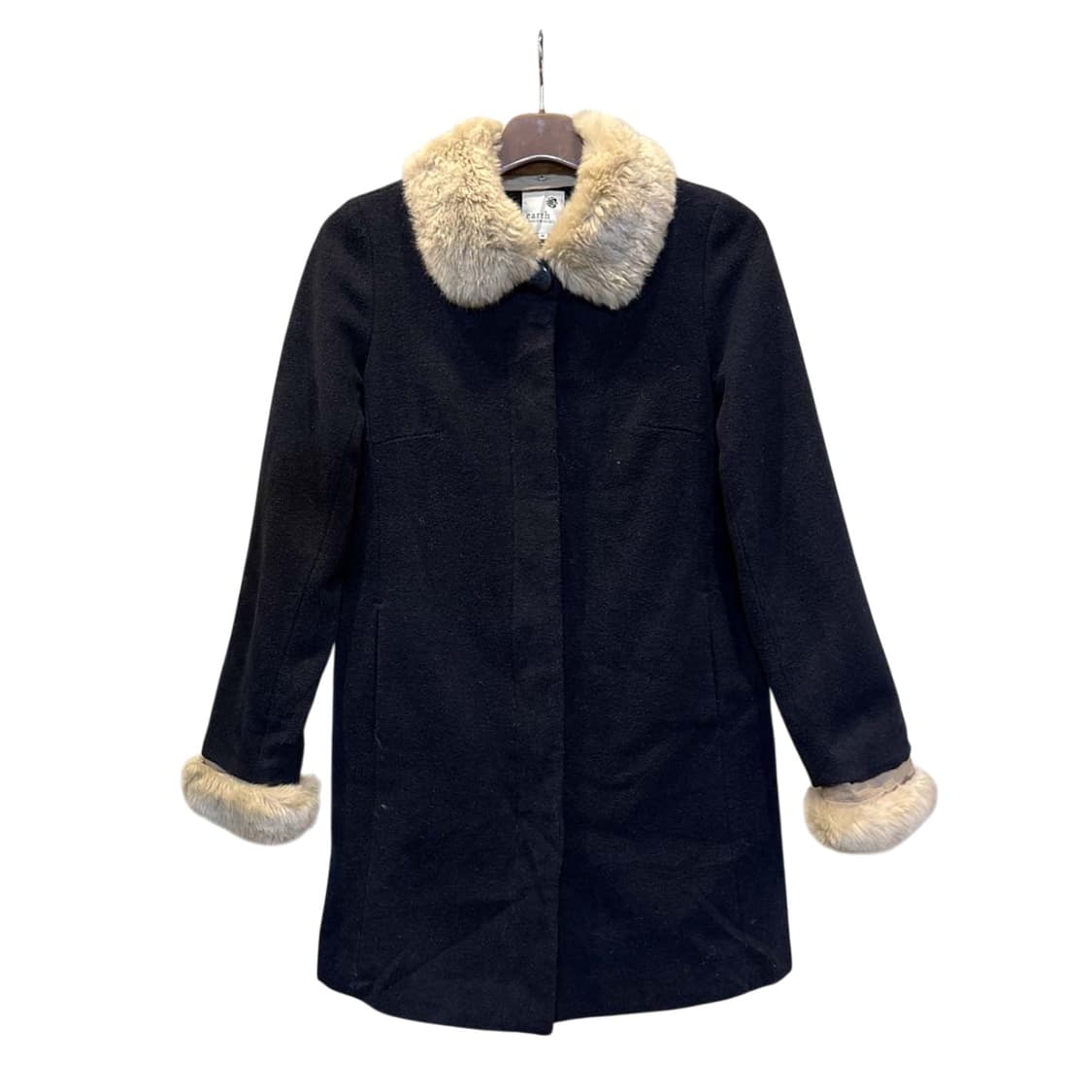 JPN VINTAGE 퍼카라 하프 코트 히든버튼 투포켓 디테일 네이비 상품이미지1