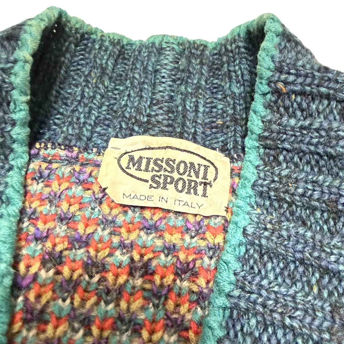 미쏘니 이태리 청록 패턴 니트 가디건 상품이미지7