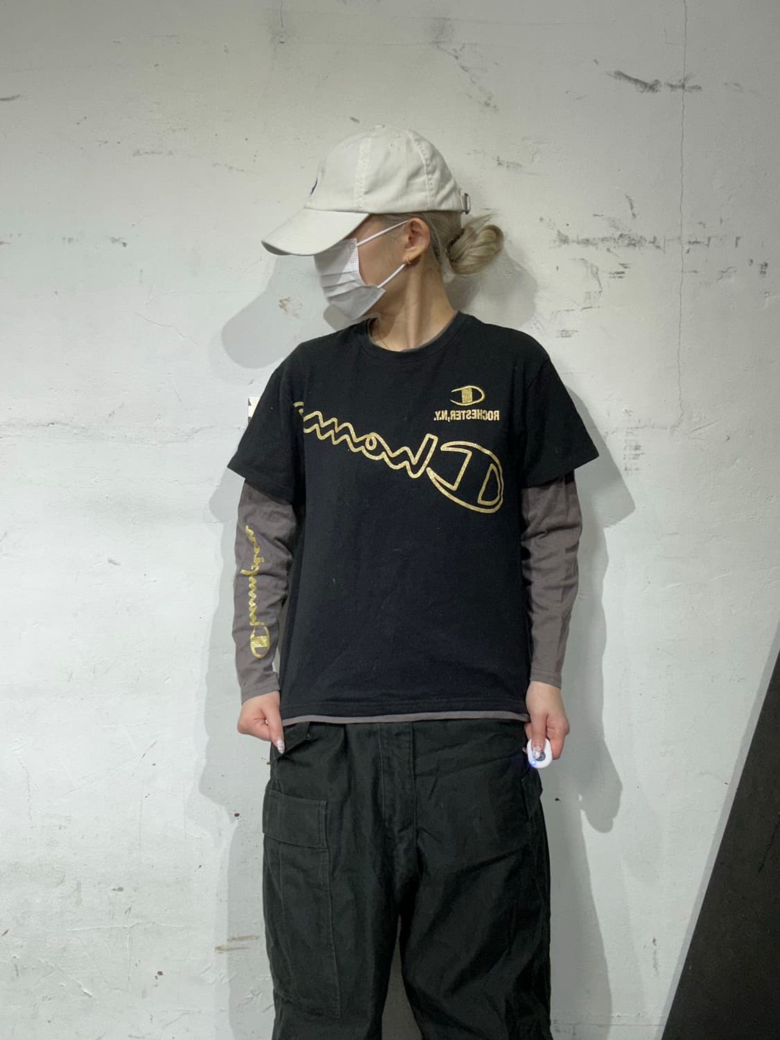 챔피온 재팬 빅 로고 블랙 차콜 긴팔티 상품이미지2