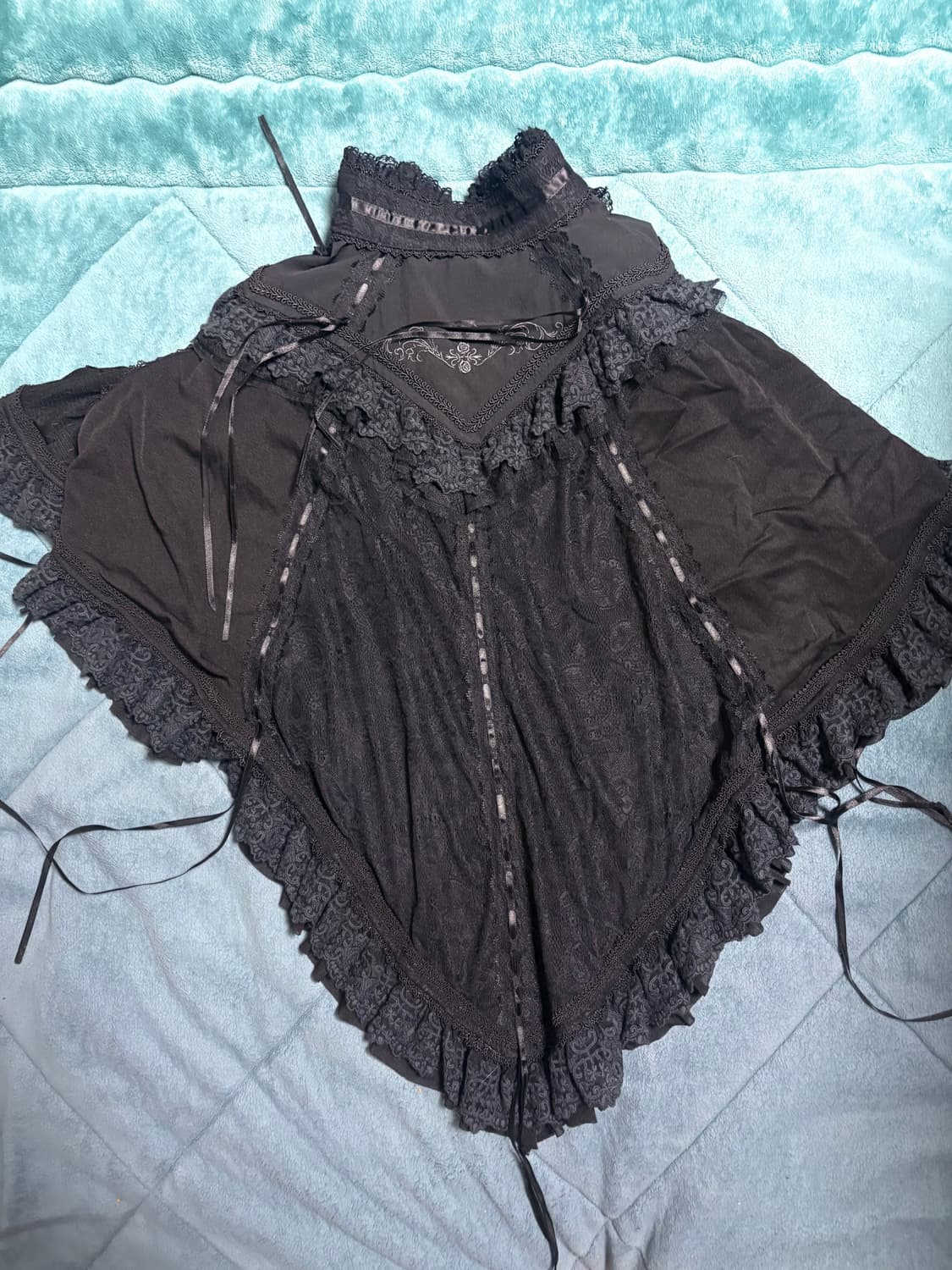 오즈온 장미 실버 블랙 케이프 망토 가디건 고딕 로리타 양지뢰 펑크 상품이미지2