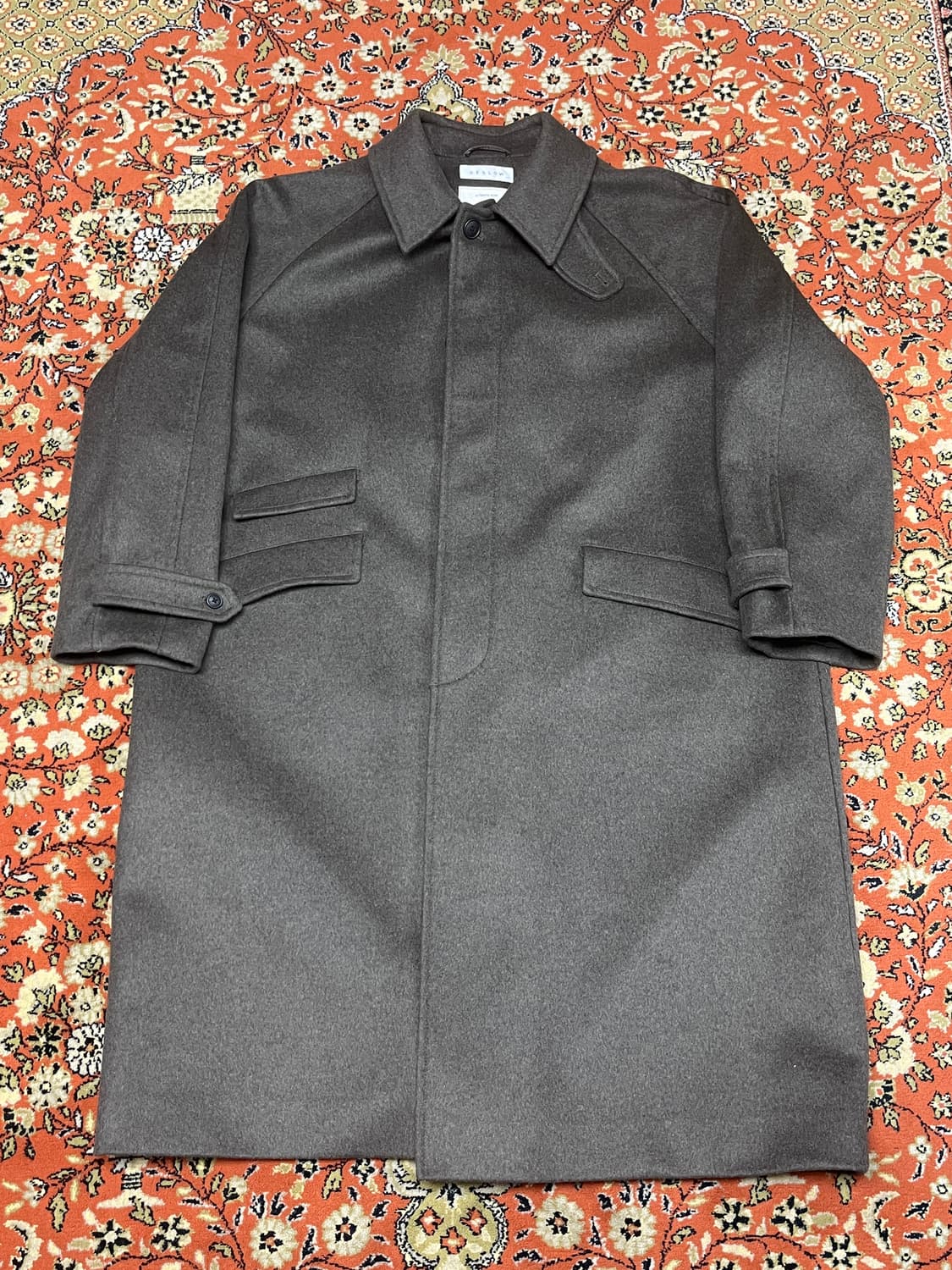 [XL] 비슬로우 오버사이즈 캐시미어 발마칸 코트 다크올리브 상품이미지1