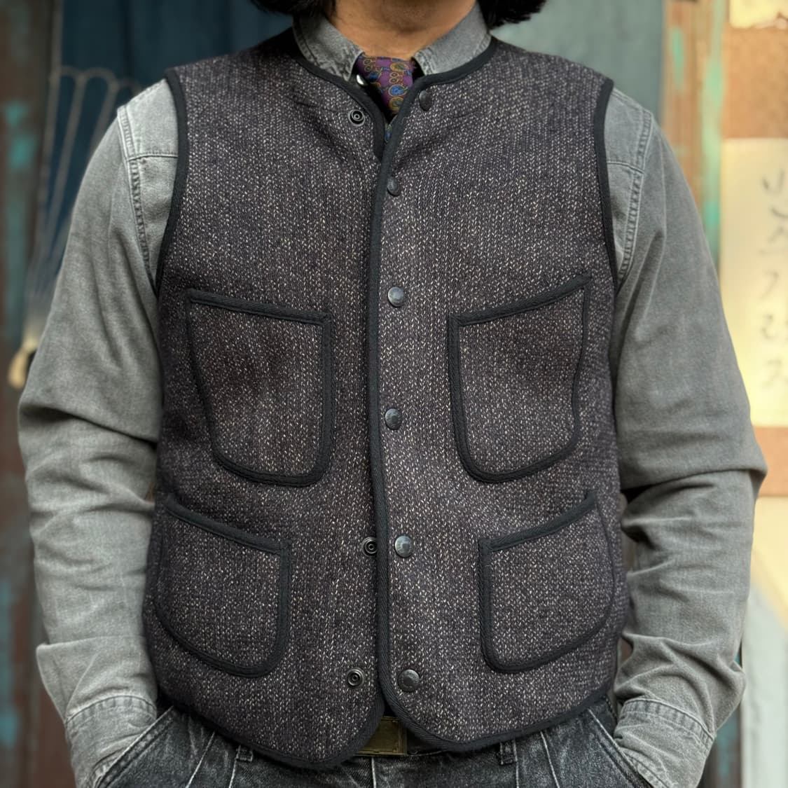 브론슨 1930s 솔트앤페퍼 비치클로스 울 베스트 40 상품이미지9