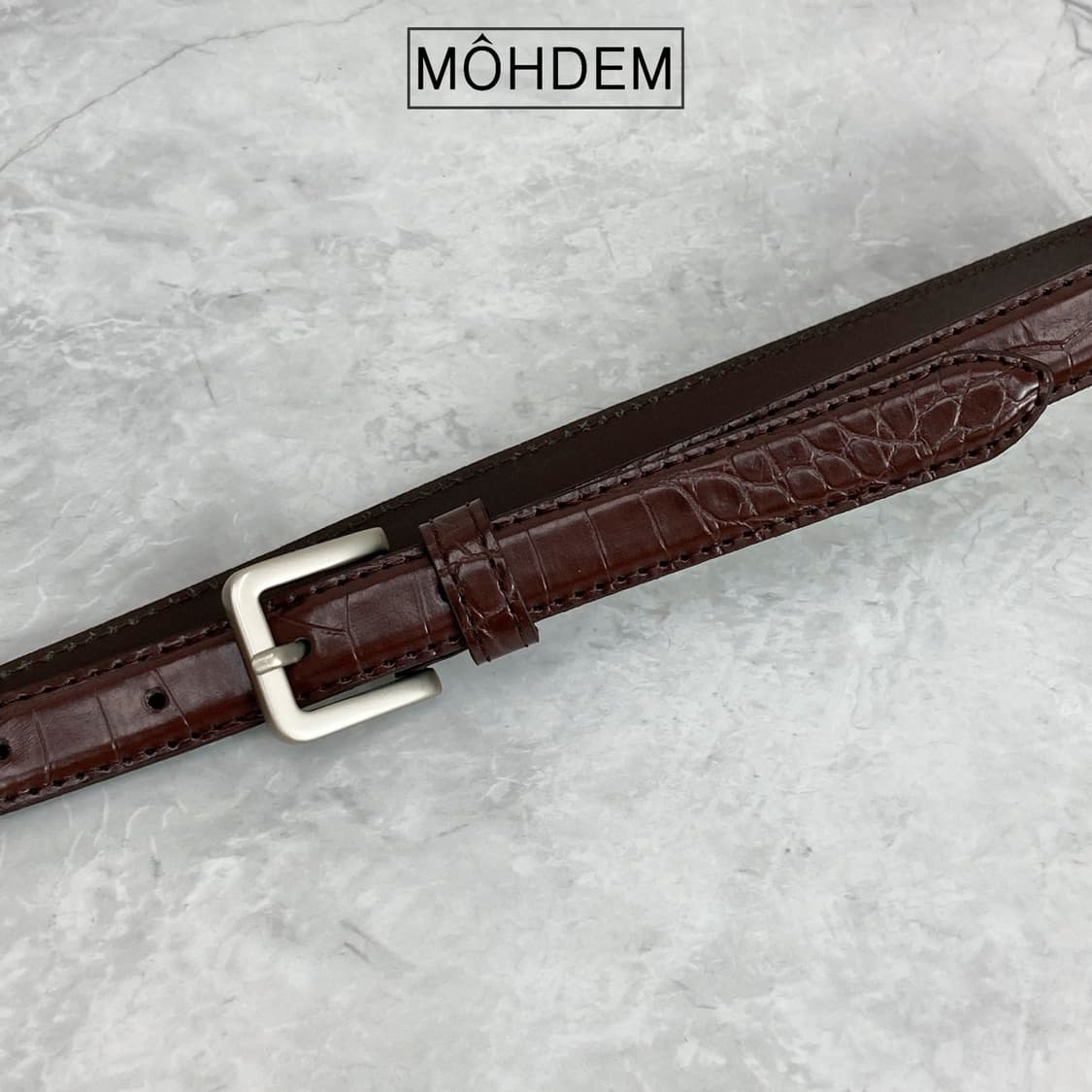 [Unisex] 크로커다일 이태리가죽 벨트 브라운 상품이미지1