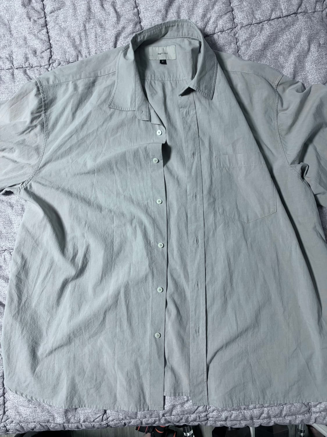 비긴 202 텐셀 코튼 셔츠 Pale green 상품이미지2