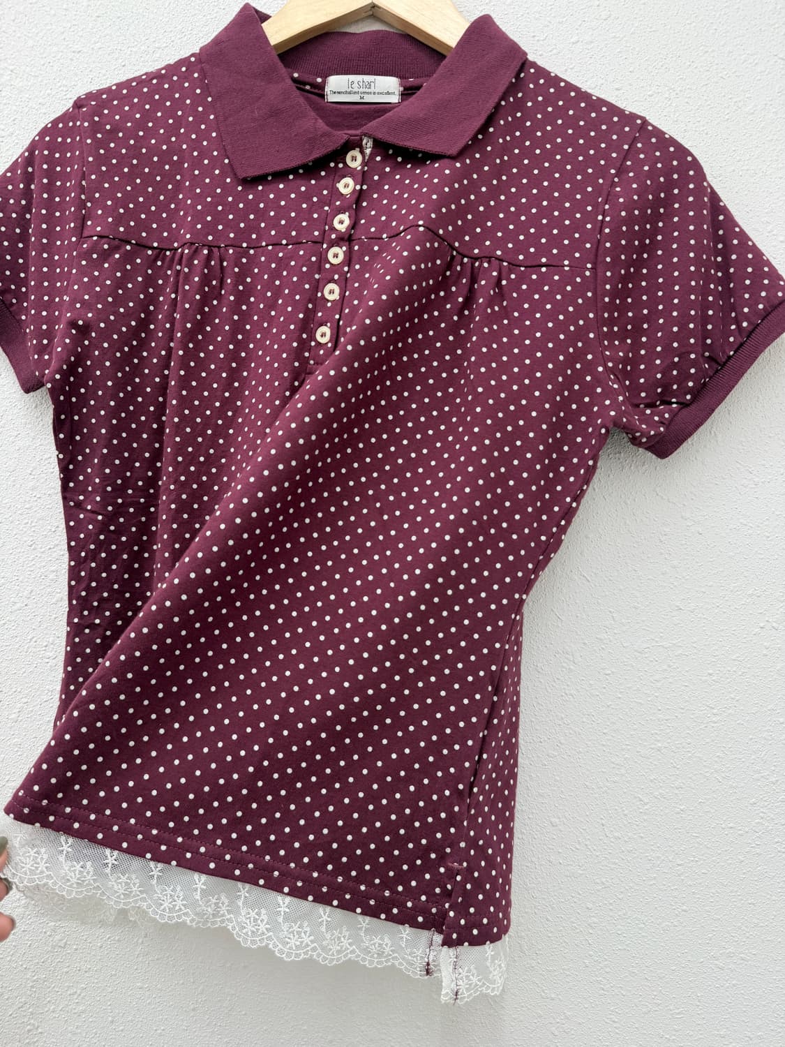 빈티지 버건디 도트 레이스 카라티 상품이미지4