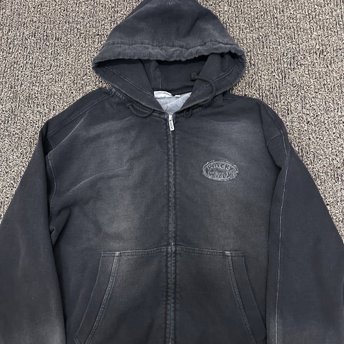 WACKY WLLIS 와키윌리 데님 라이크 후드집업 블랙 S 상품이미지4