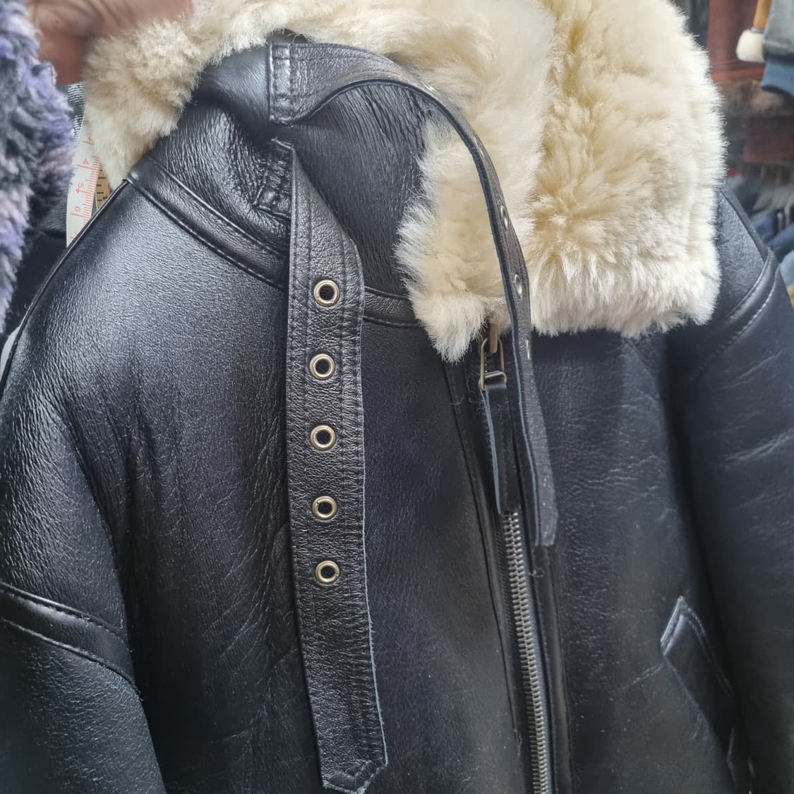 쏭스튜디오 무스탕 가죽 자켓 블랙 양털 상품이미지3