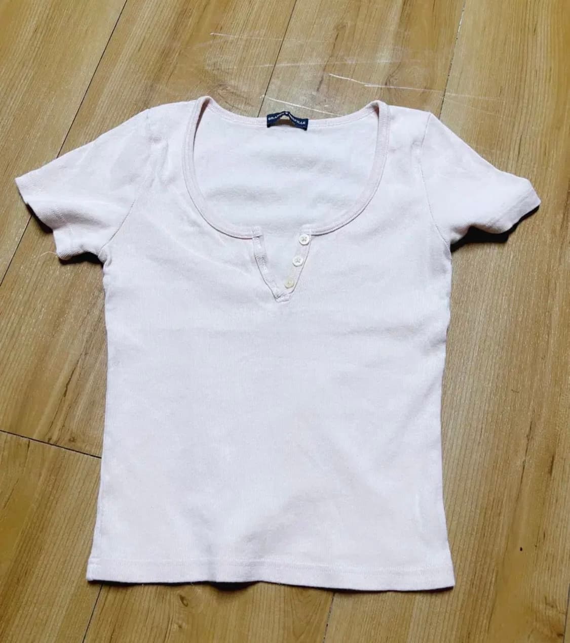 브랜디멜빌 ZELLY 헨리넥 반팔 크롭 티셔츠 라이트 핑크 Brandy 상품이미지2