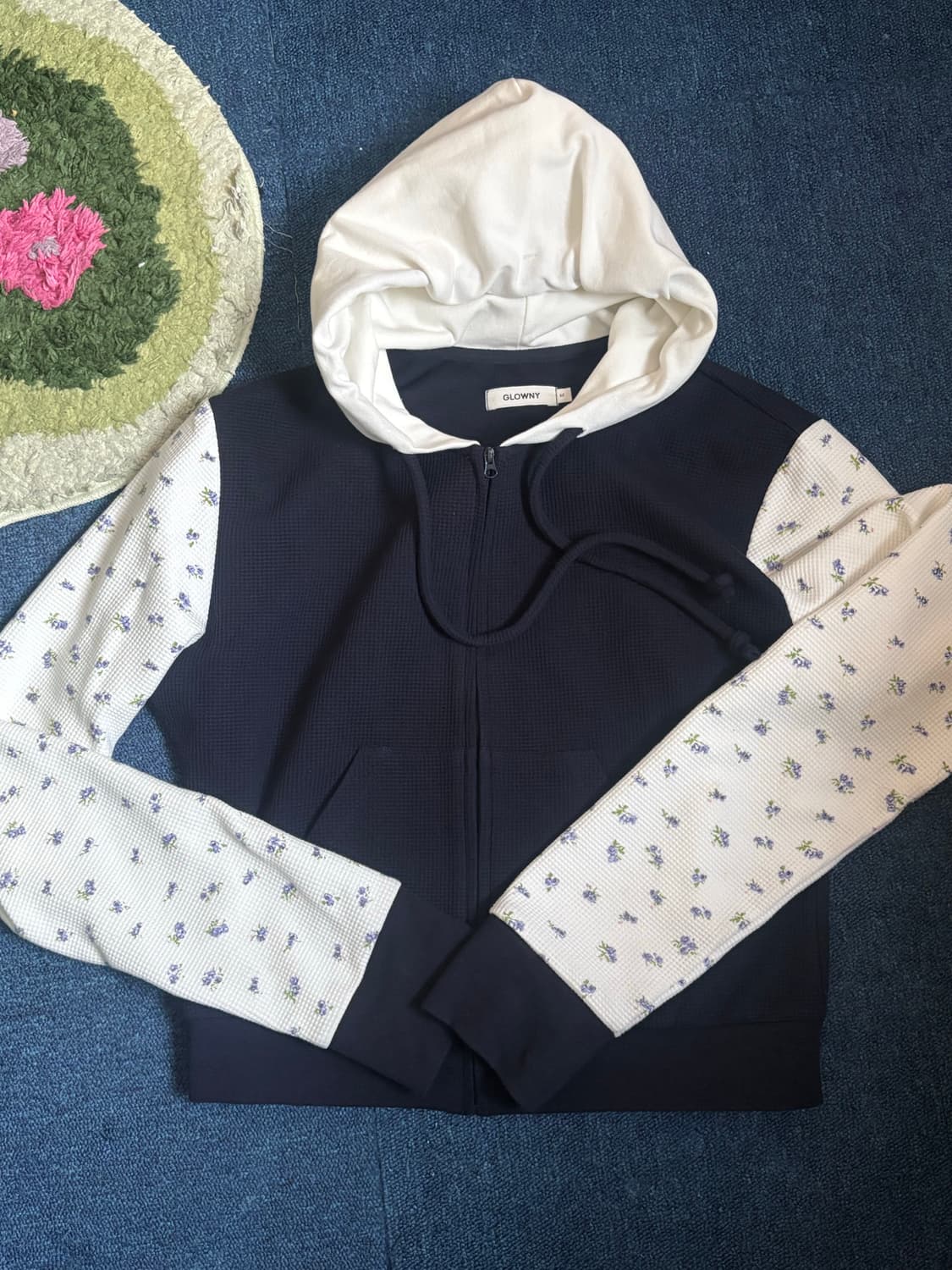 글로니 플로럴 와플후디 네이비 M 상품이미지2