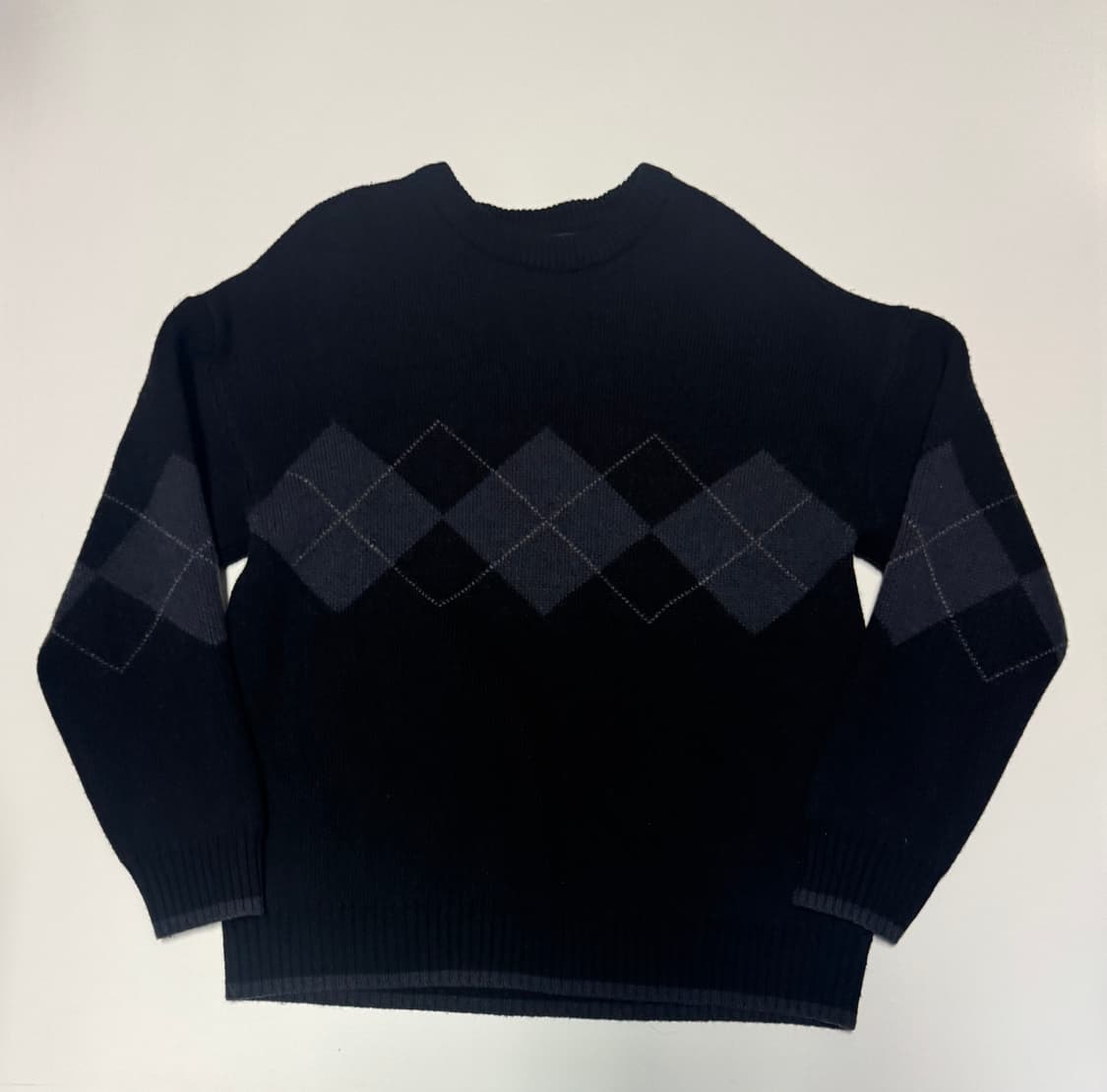 드로우핏 DRAW FIT 아가일 패턴 니트 L 블랙 상품이미지1