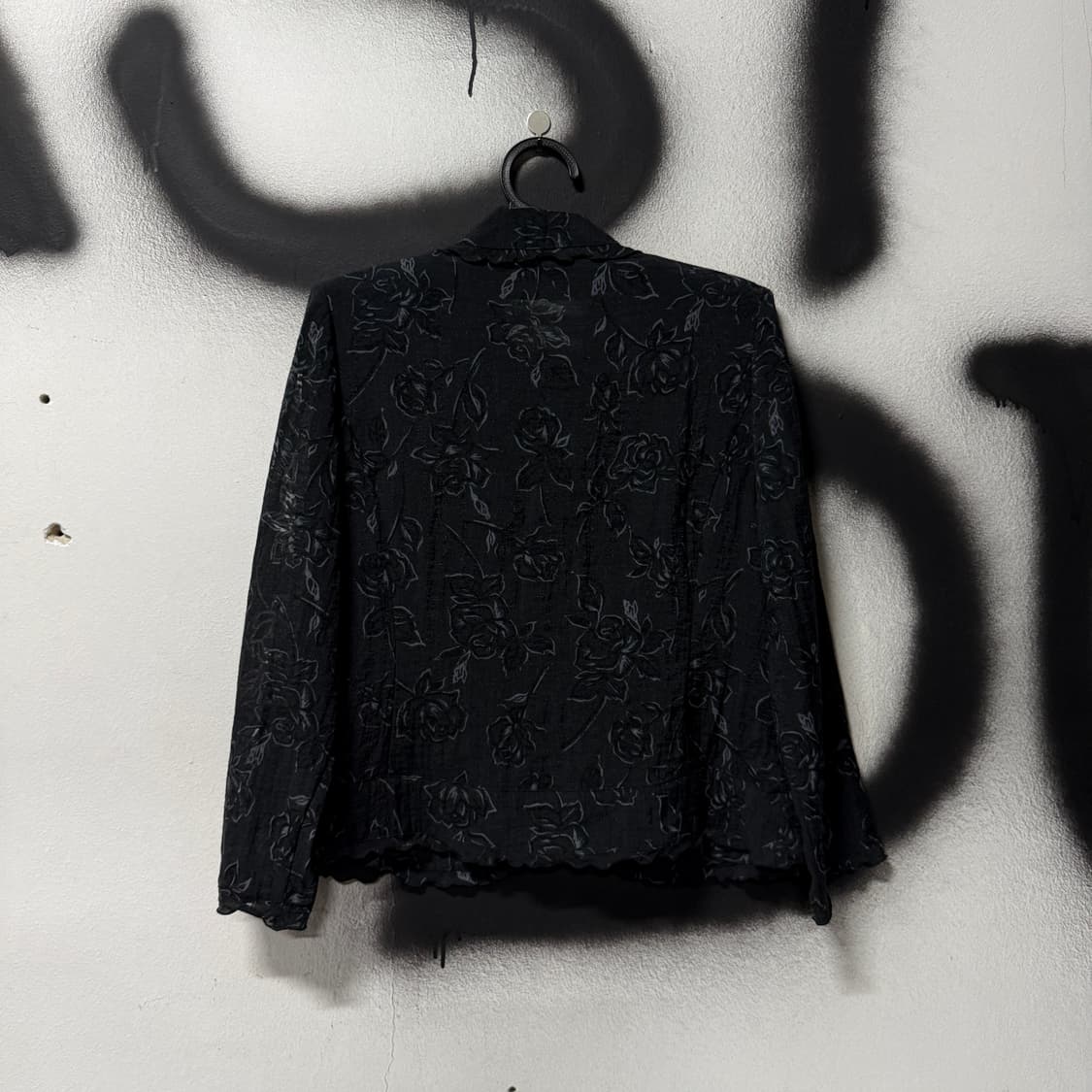 VTG 빈티지 플라워 풀 패턴 레이스 시스루 오간자 블라우스 자켓 상품이미지2