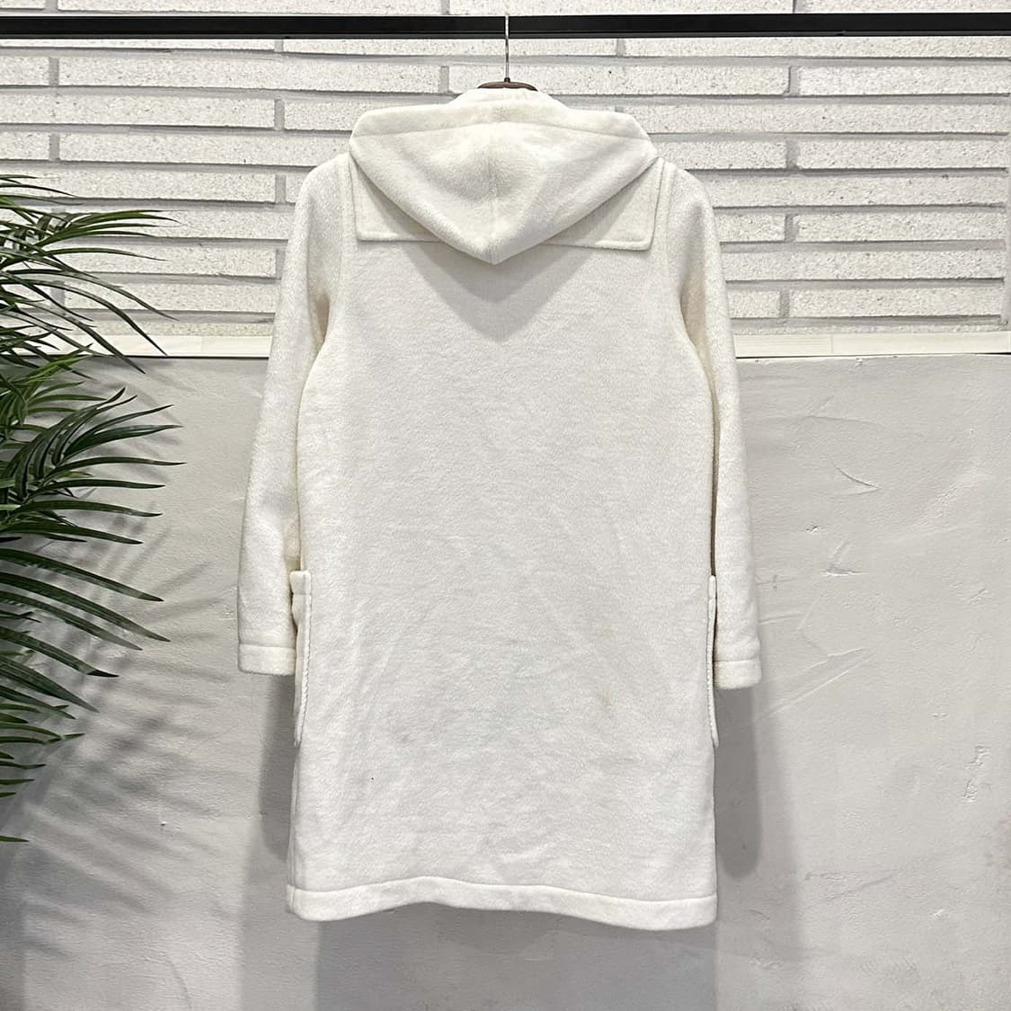 JPN VINTAGE 후드 롱코트 투포켓 벨크로 디테일 화이트 상품이미지3